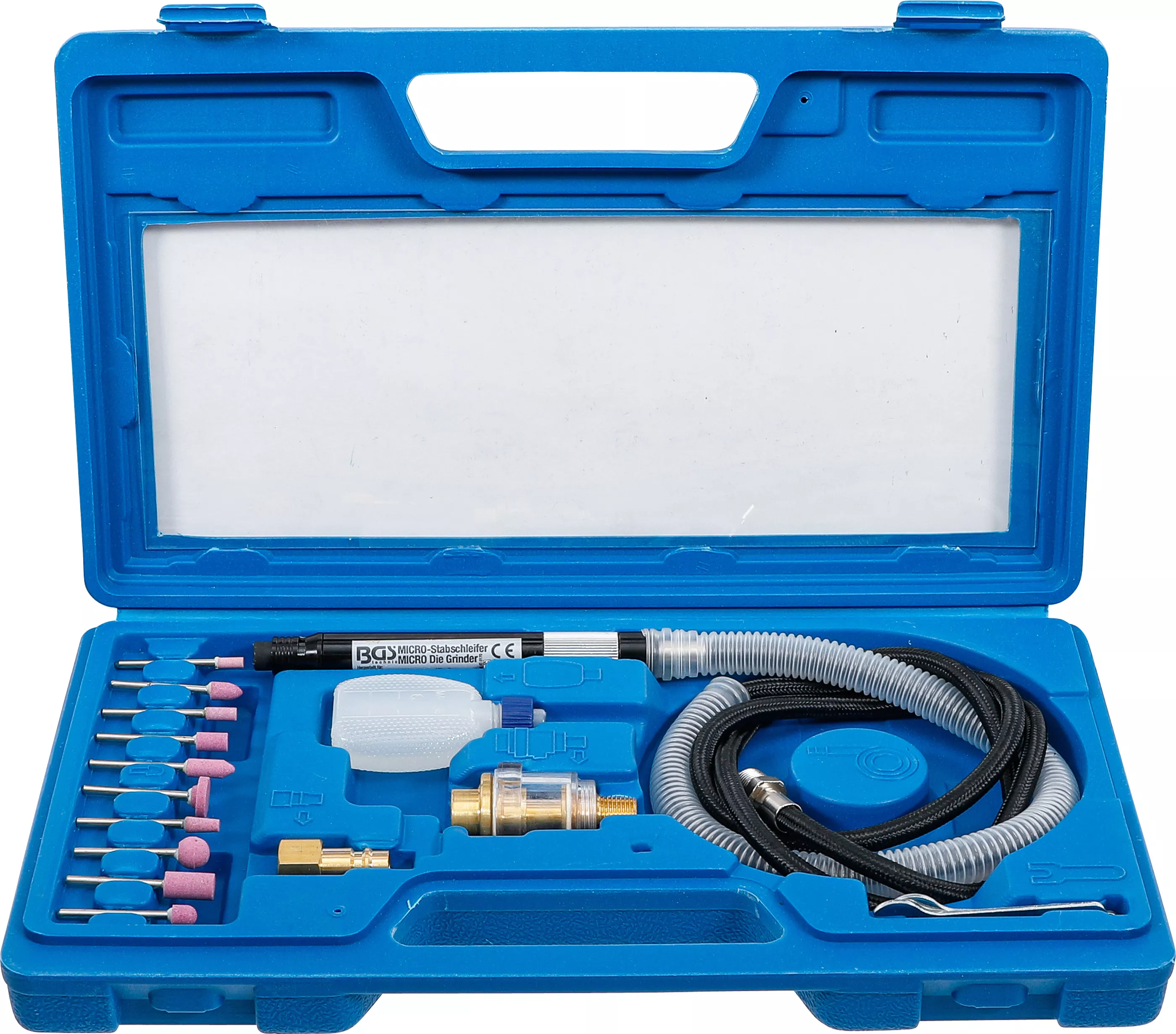 Unelte şi scule pneumatice - Set micro-polizoare axiale pneumatice | 17 piese