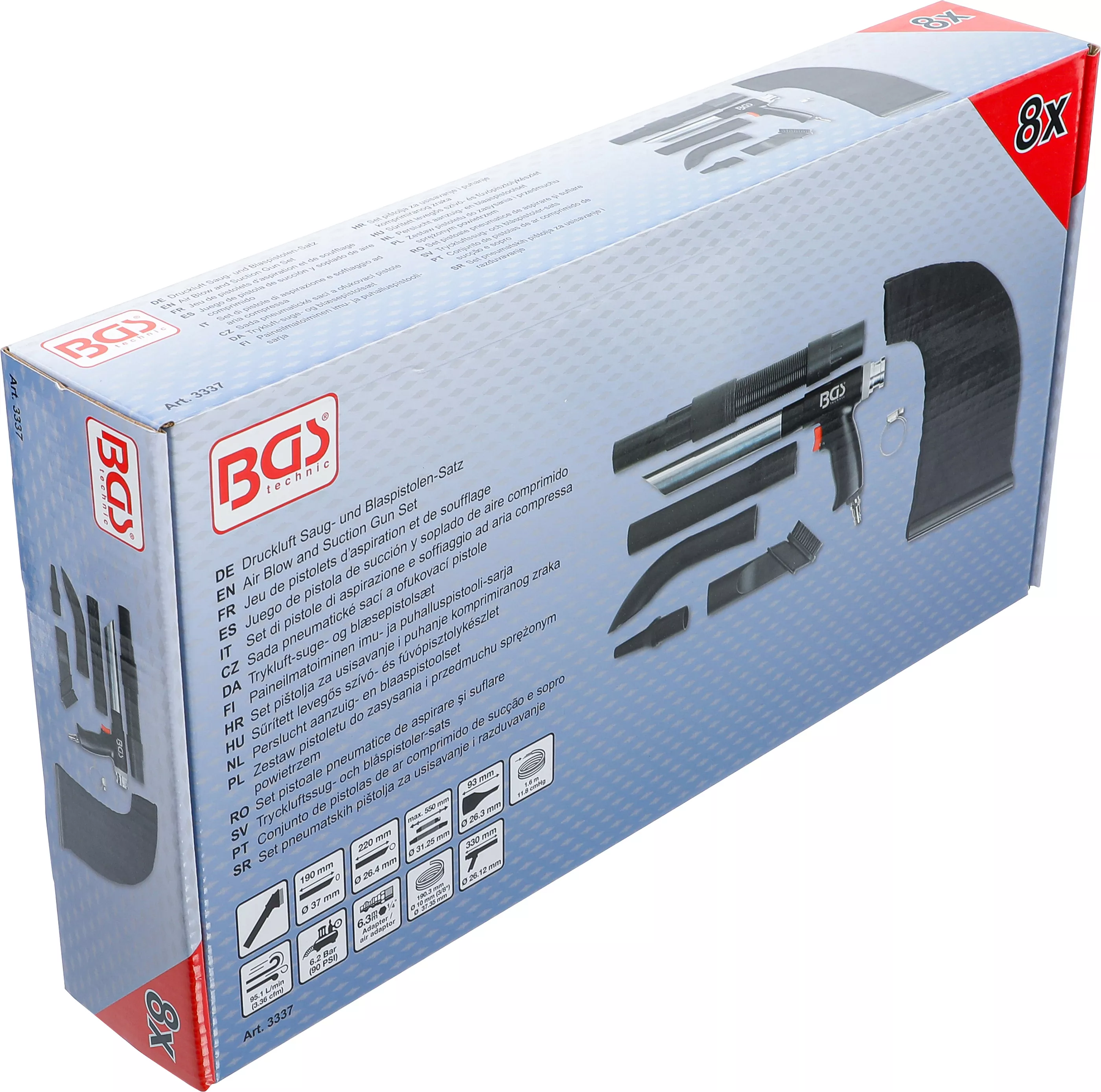 Pistol de aspirare / suflat cu aer comprimat | comutabil | 8 piese [9]