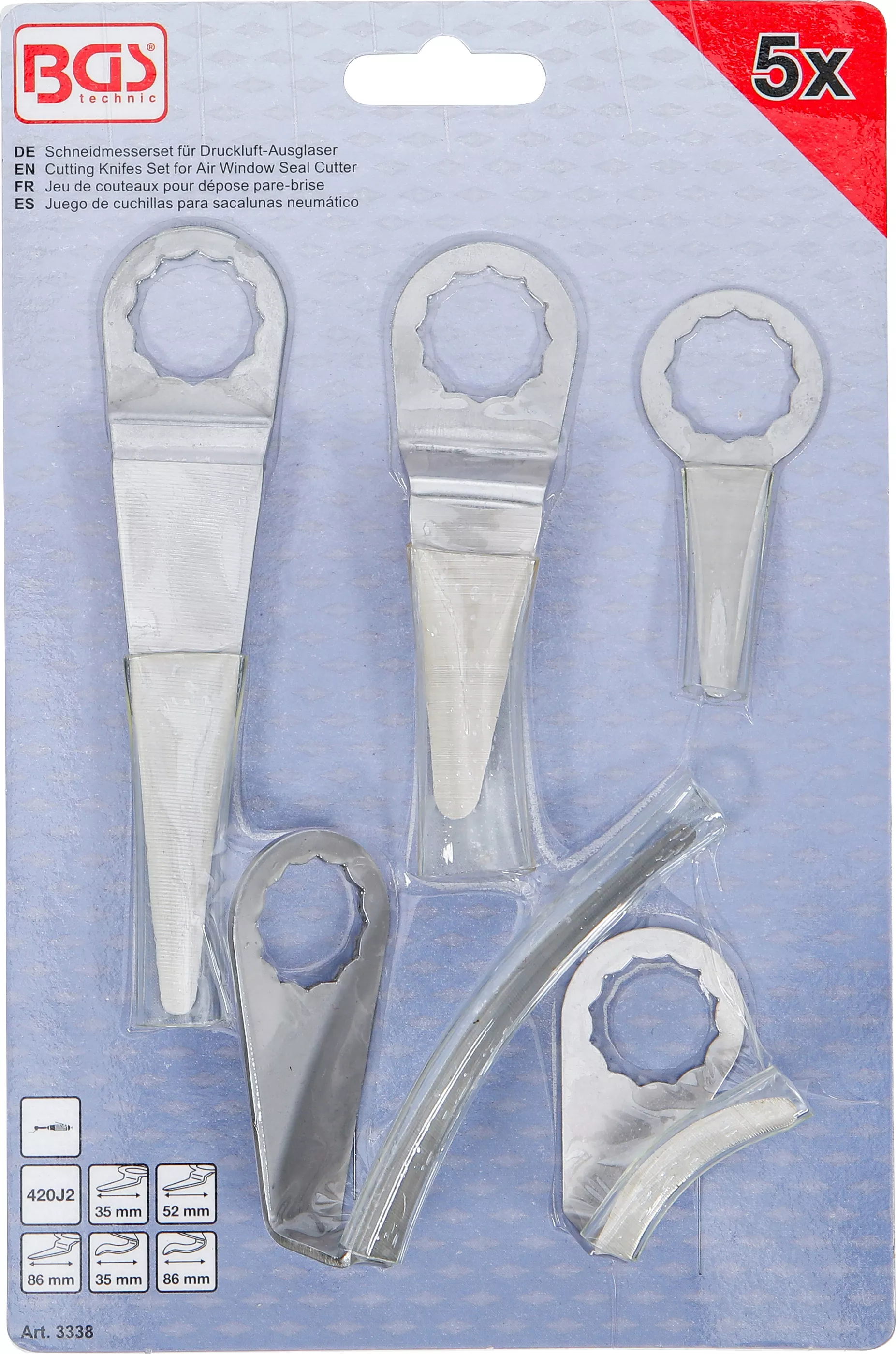 Set cutite taiere pentru extractor pneumatic geamuri | pentru BGS 3218, 9291 | 5 piese [6]