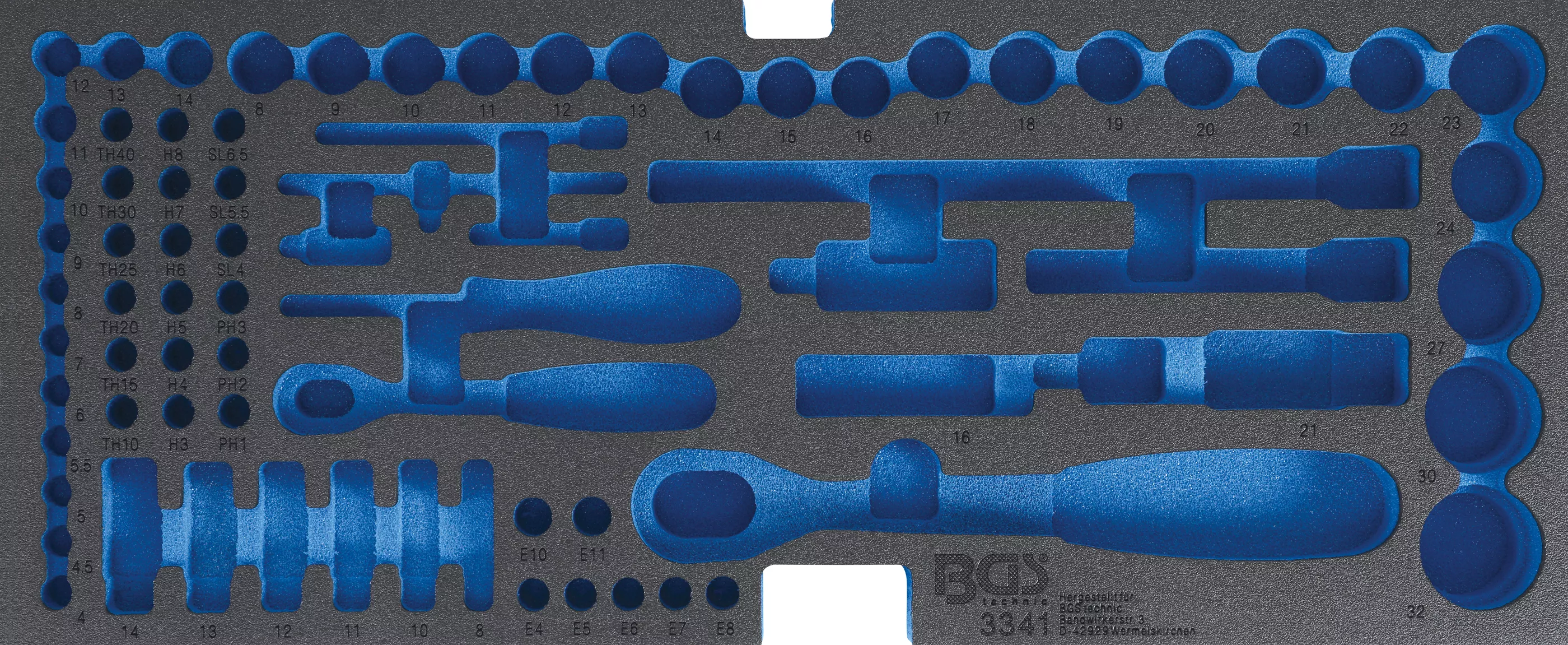 Capete de chei tubulare & cutii pentru unelte - Suport din spuma pentru BGS 3312 | gol | pentru BGS 3341