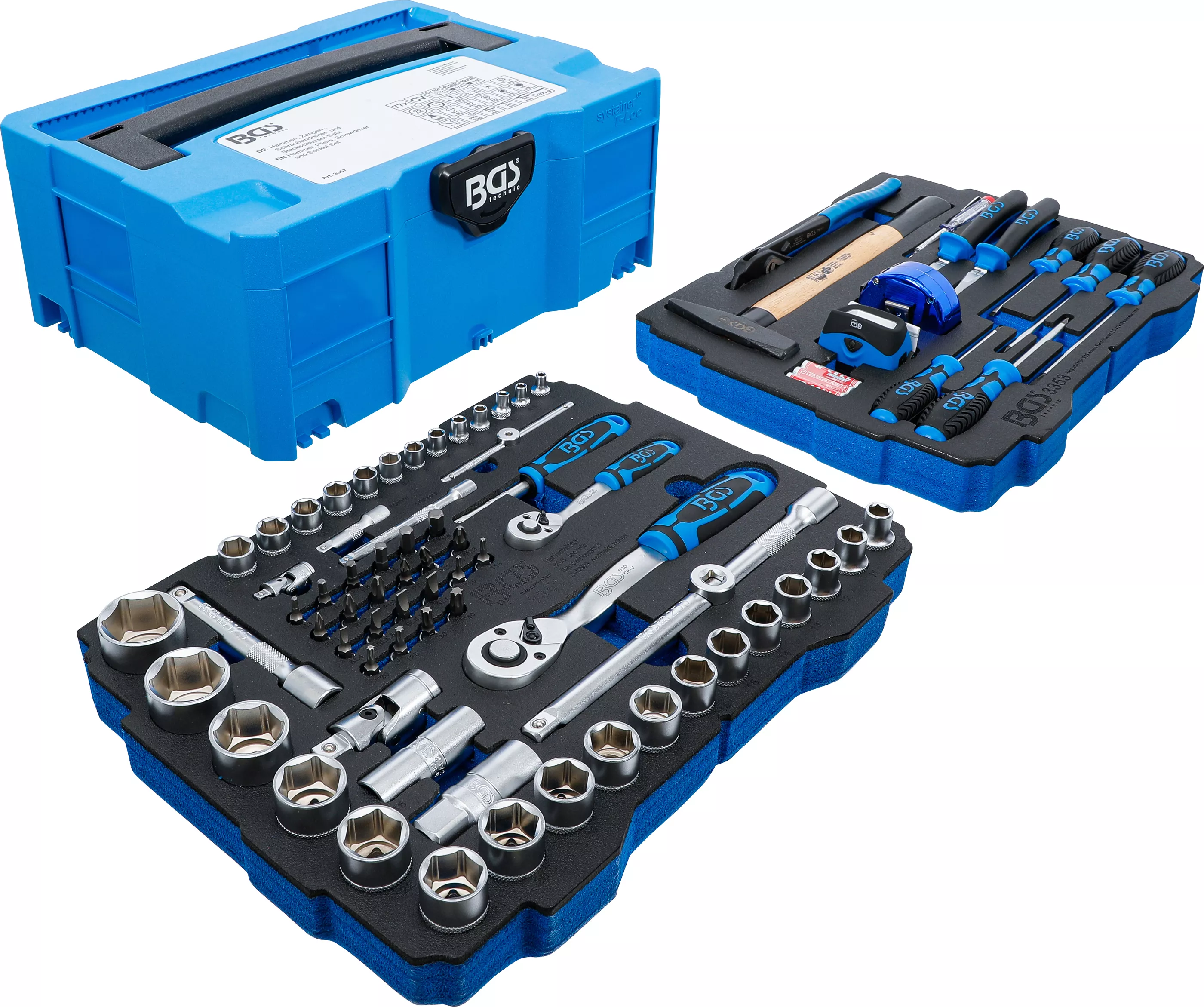Set chei tubulare si ciocane, clesti, surubelnite | 6,3 mm (1/4") / 12,5 mm (1/2") | BGS systainerr | 77 piese [5]