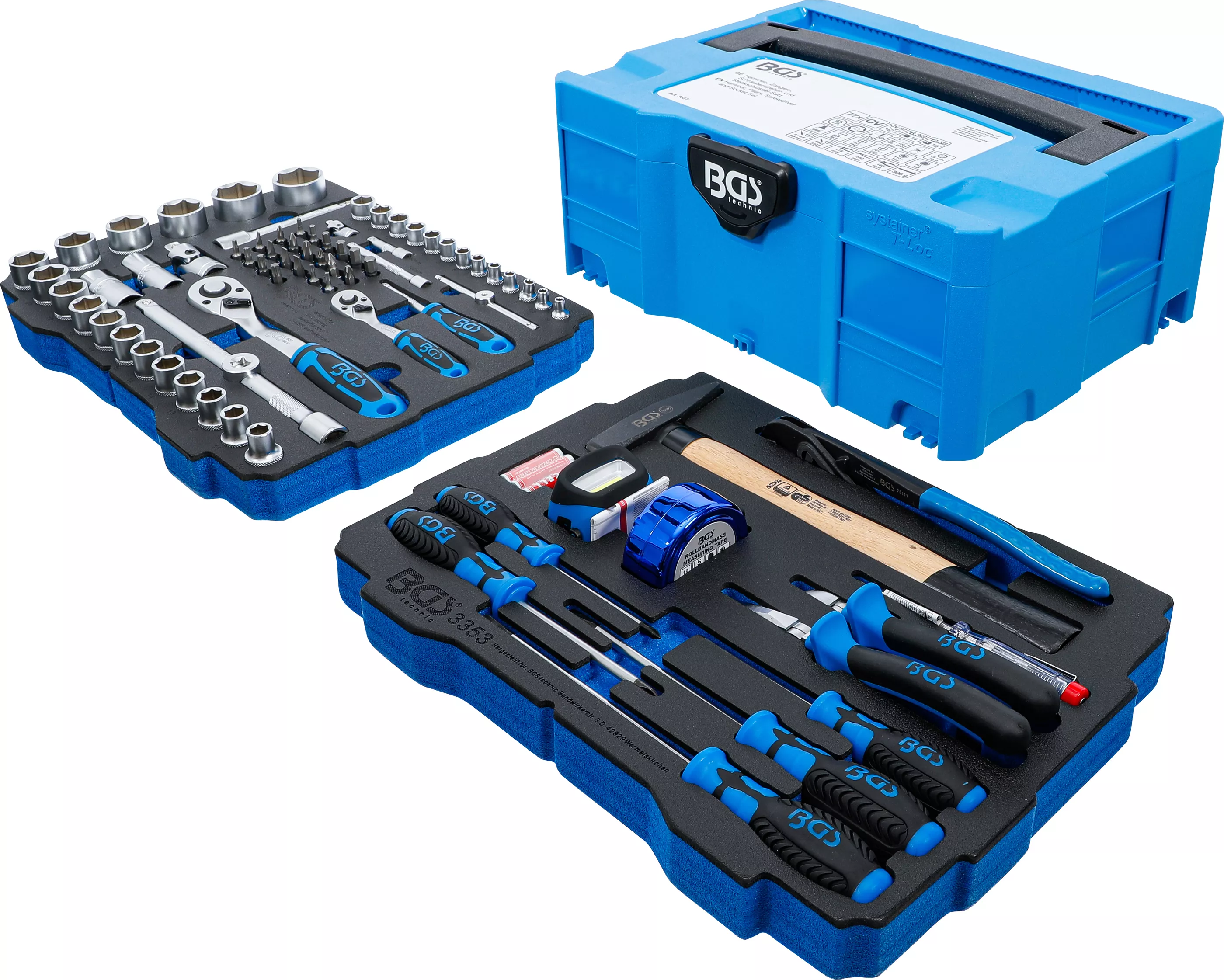 Set chei tubulare si ciocane, clesti, surubelnite | 6,3 mm (1/4") / 12,5 mm (1/2") | BGS systainerr | 77 piese [6]