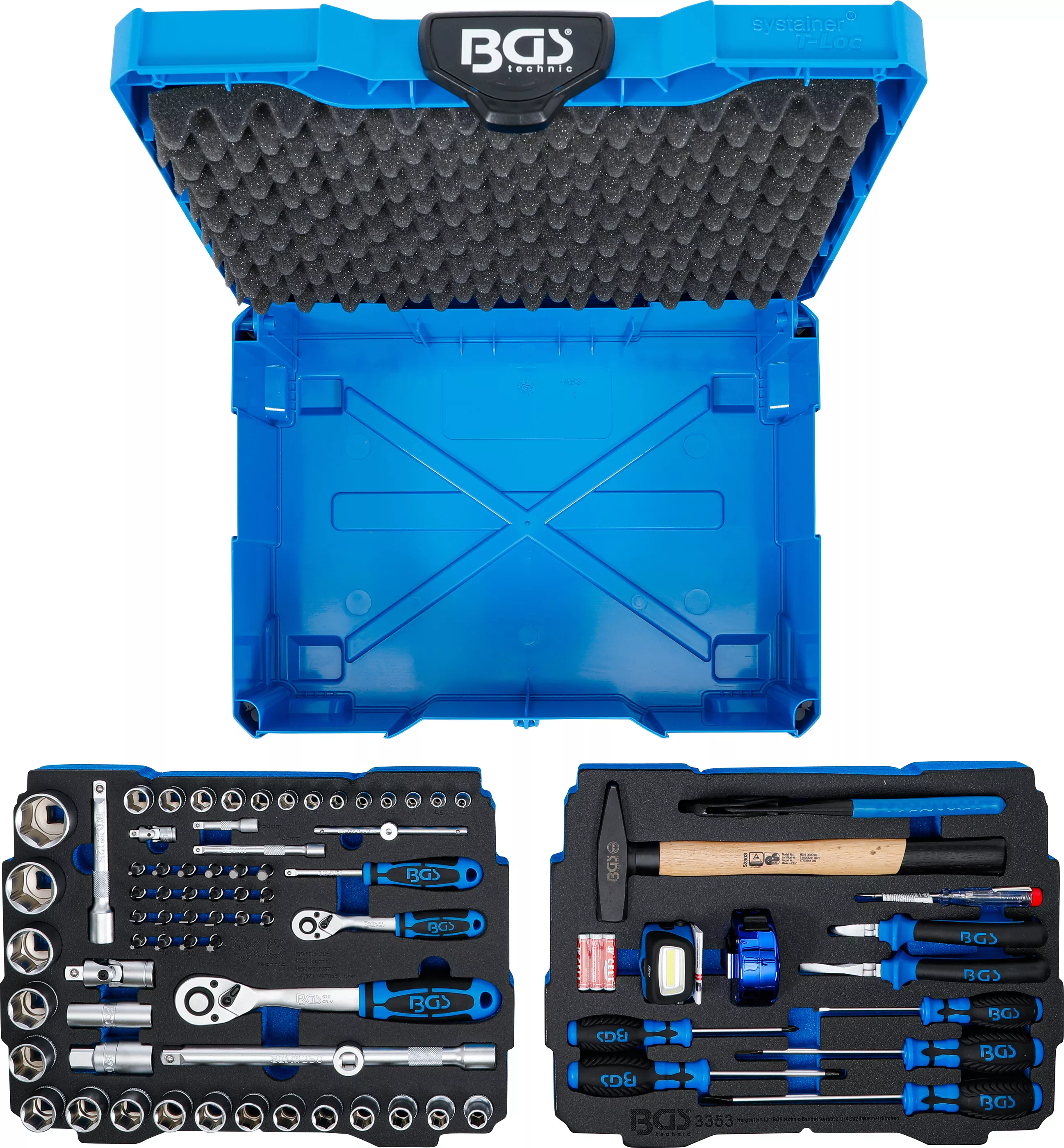 Set chei tubulare si ciocane, clesti, surubelnite | 6,3 mm (1/4") / 12,5 mm (1/2") | BGS systainerr | 77 piese [9]