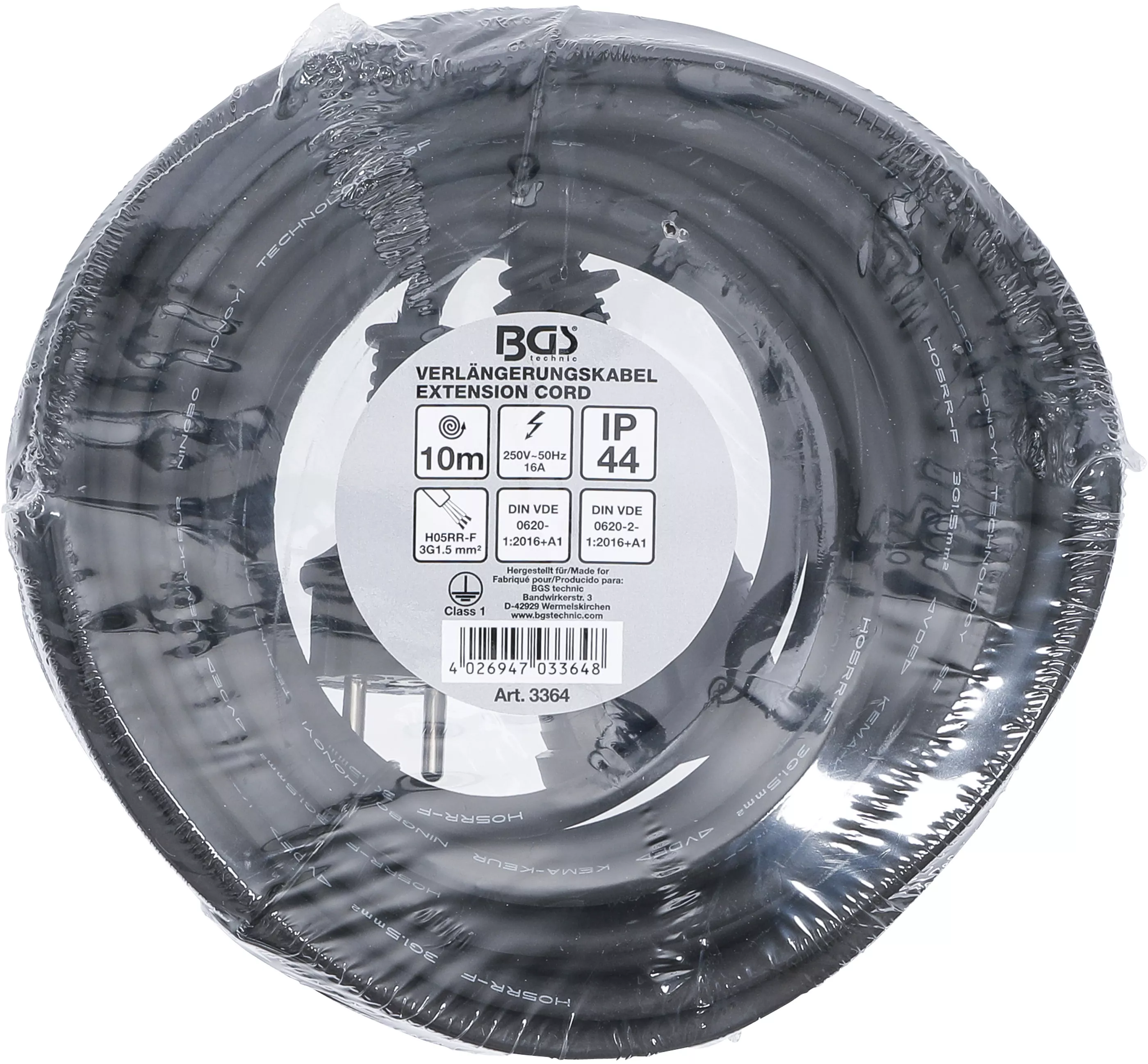 Cablu prelungitor | 10 m | 3 x 1,5 mm² | IP 44 [3]