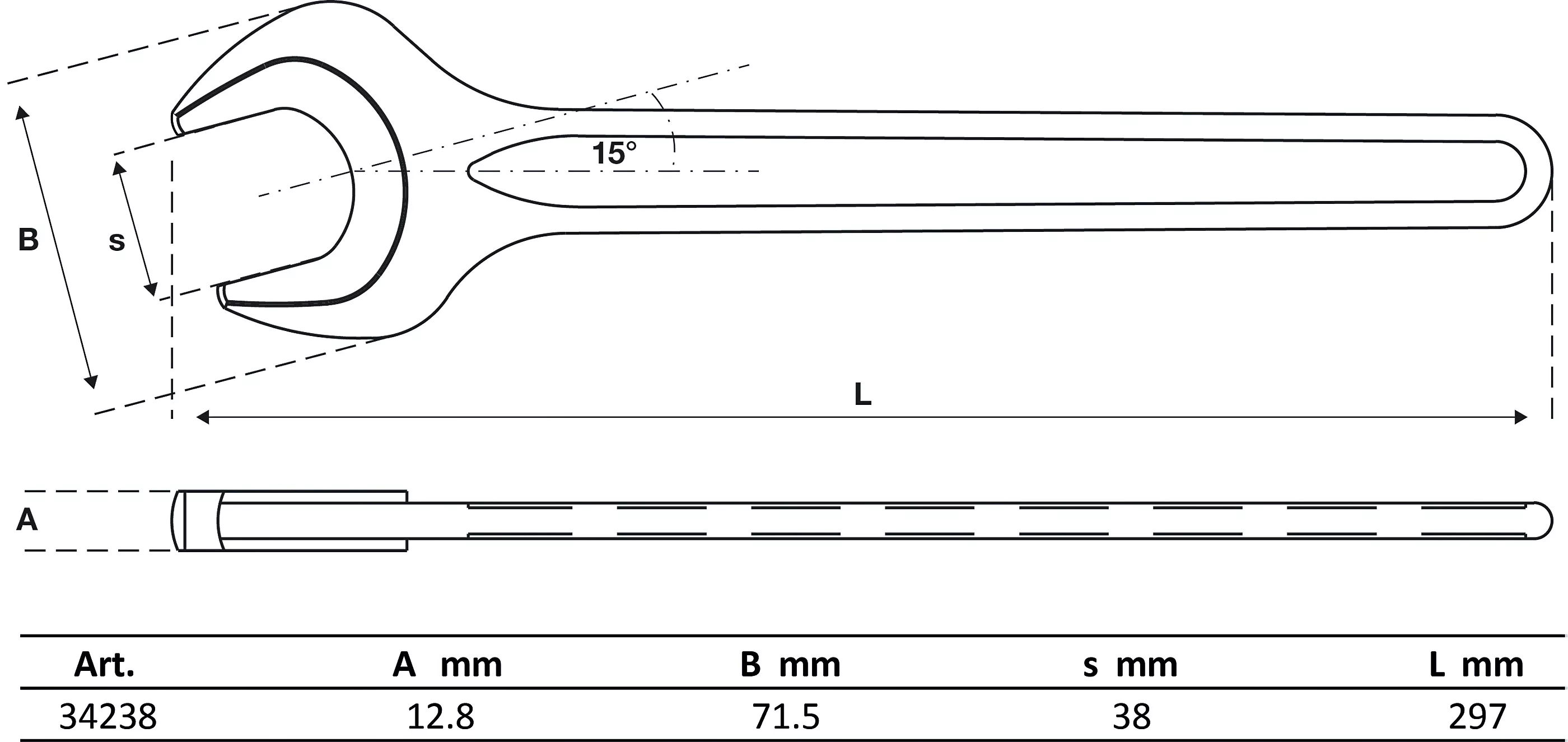 Cheie fixa simpla | DIN 894 | 38 mm [2]