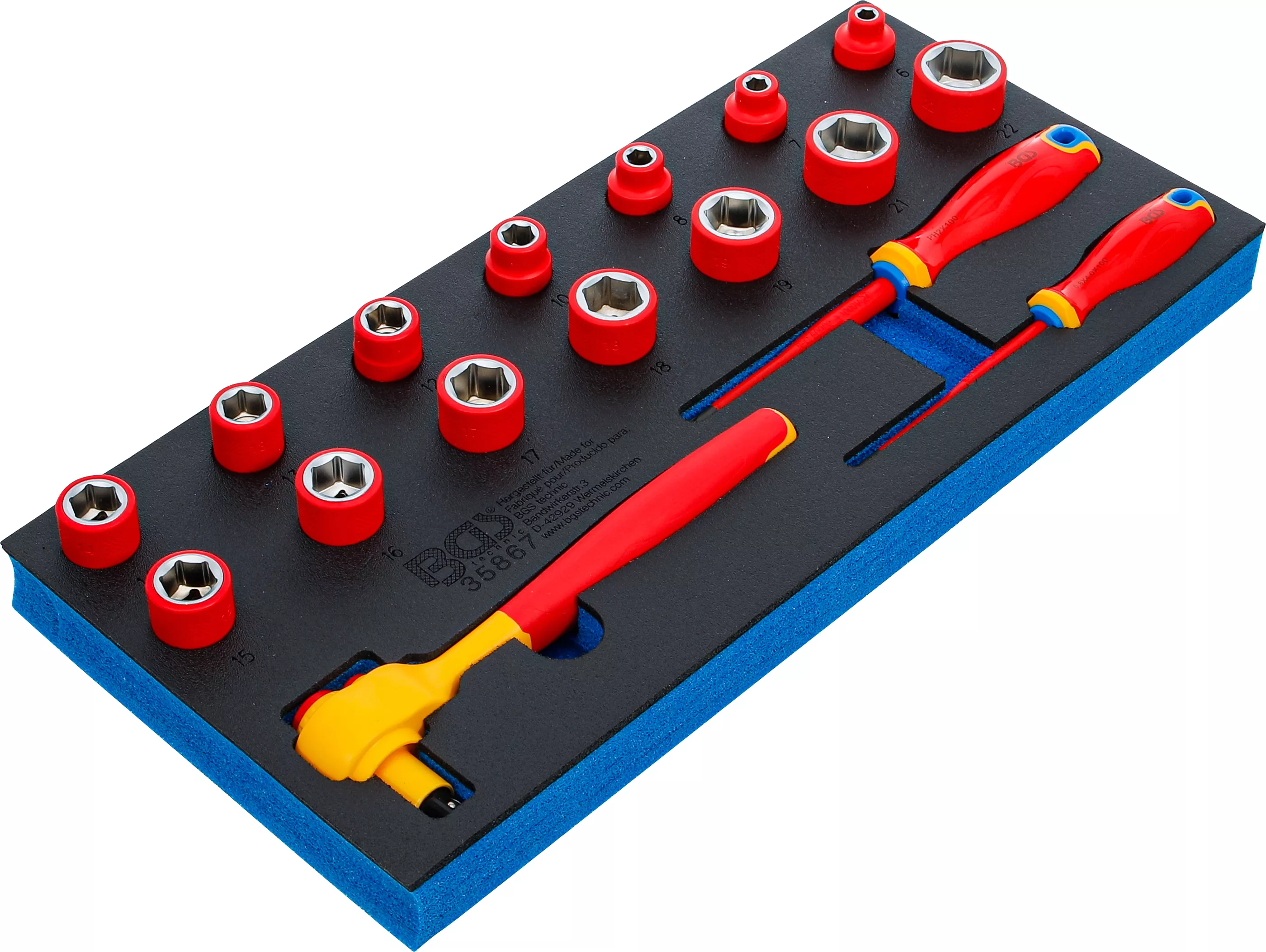 Suport organizator pentru carucior 1/3: Set chei tubulare si surubelnite VDE | 10 mm (3/8") | 17 piese [2]
