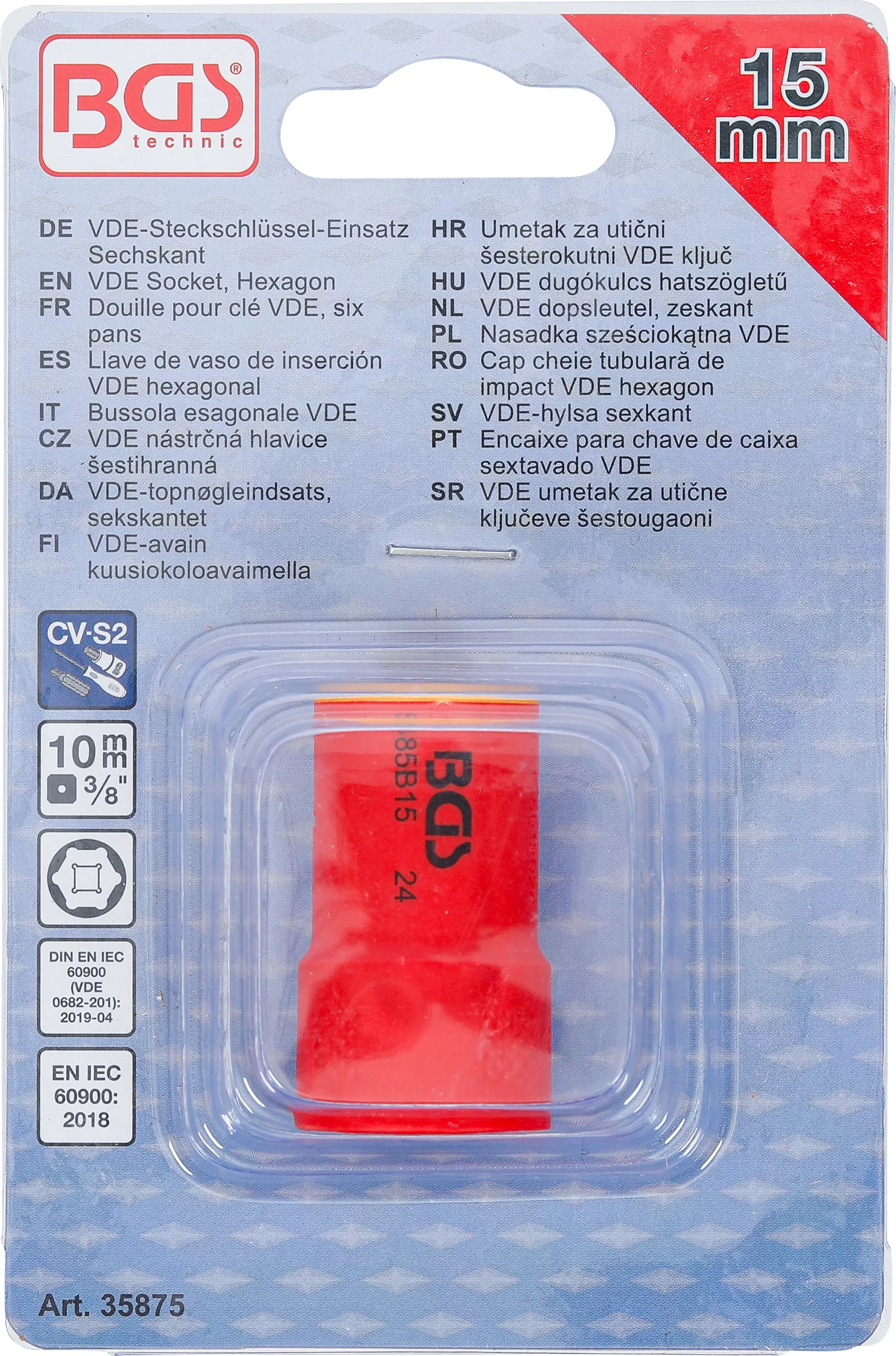 Cap cheie tubulara de impact VDE hexagon | 10 mm (3/8") | 15 mm [4]