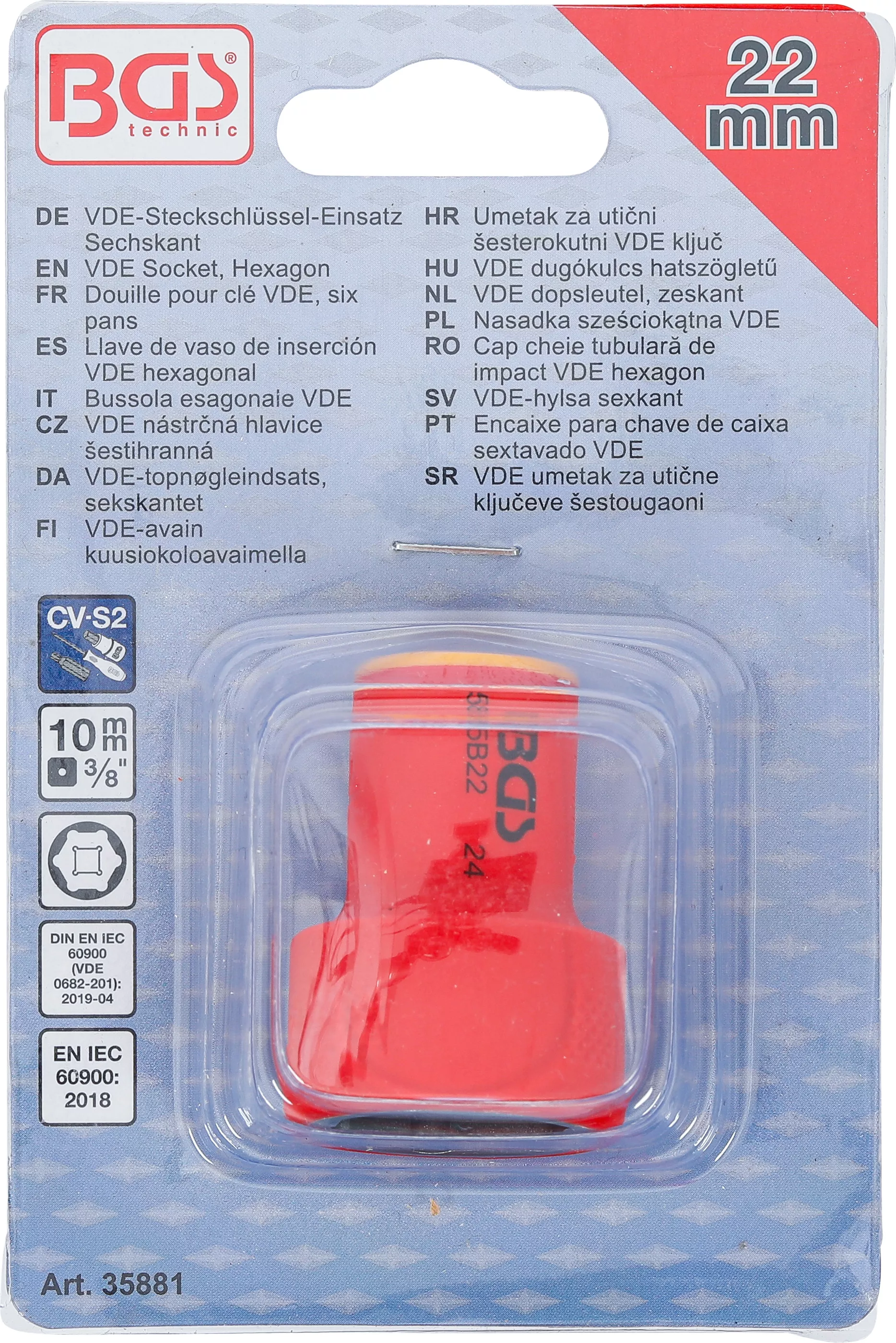 Cap cheie tubulara de impact VDE hexagon | 10 mm (3/8") | 22 mm [4]