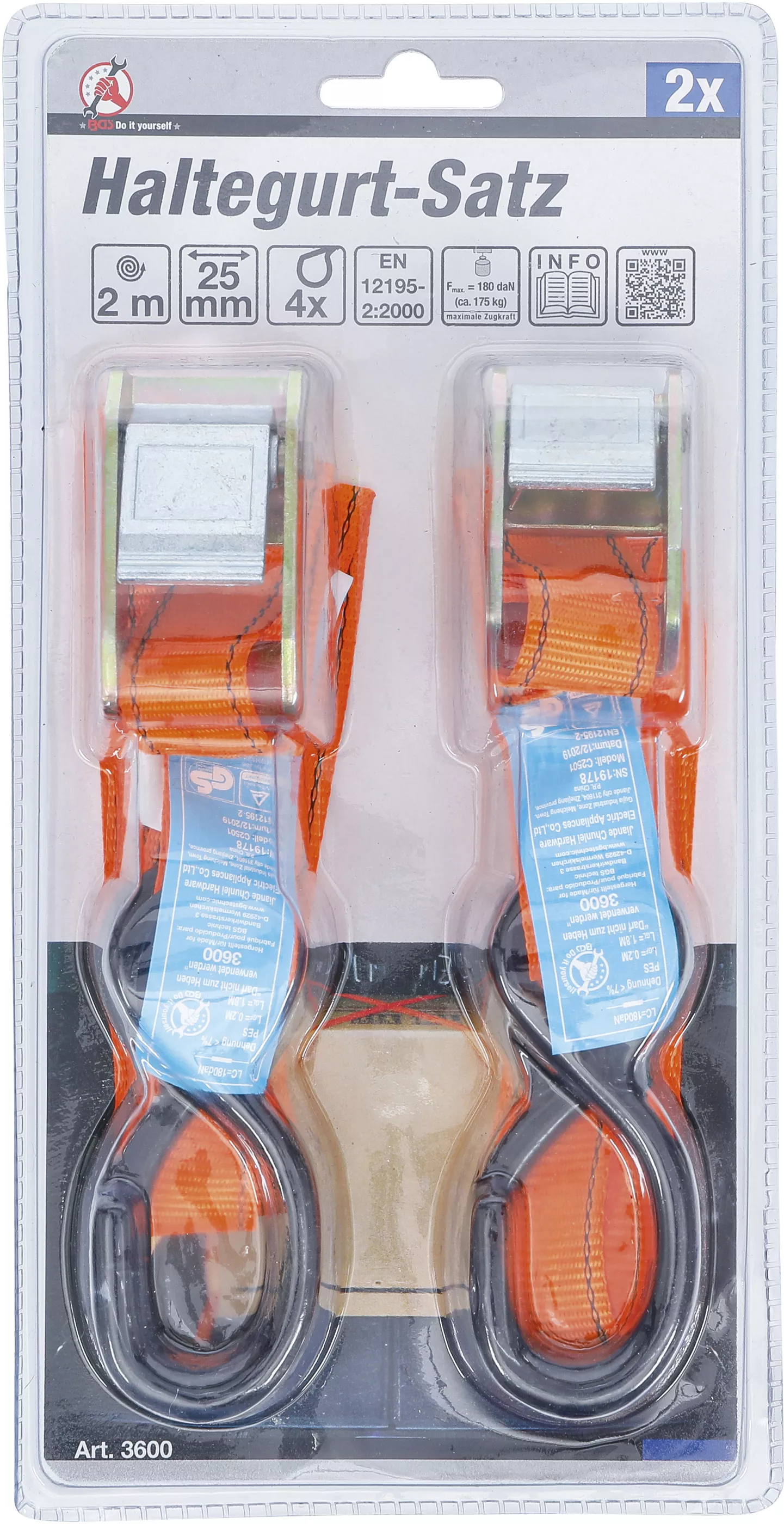 Set curele de prindere | 2 m x 25 mm | 2 piese [4]