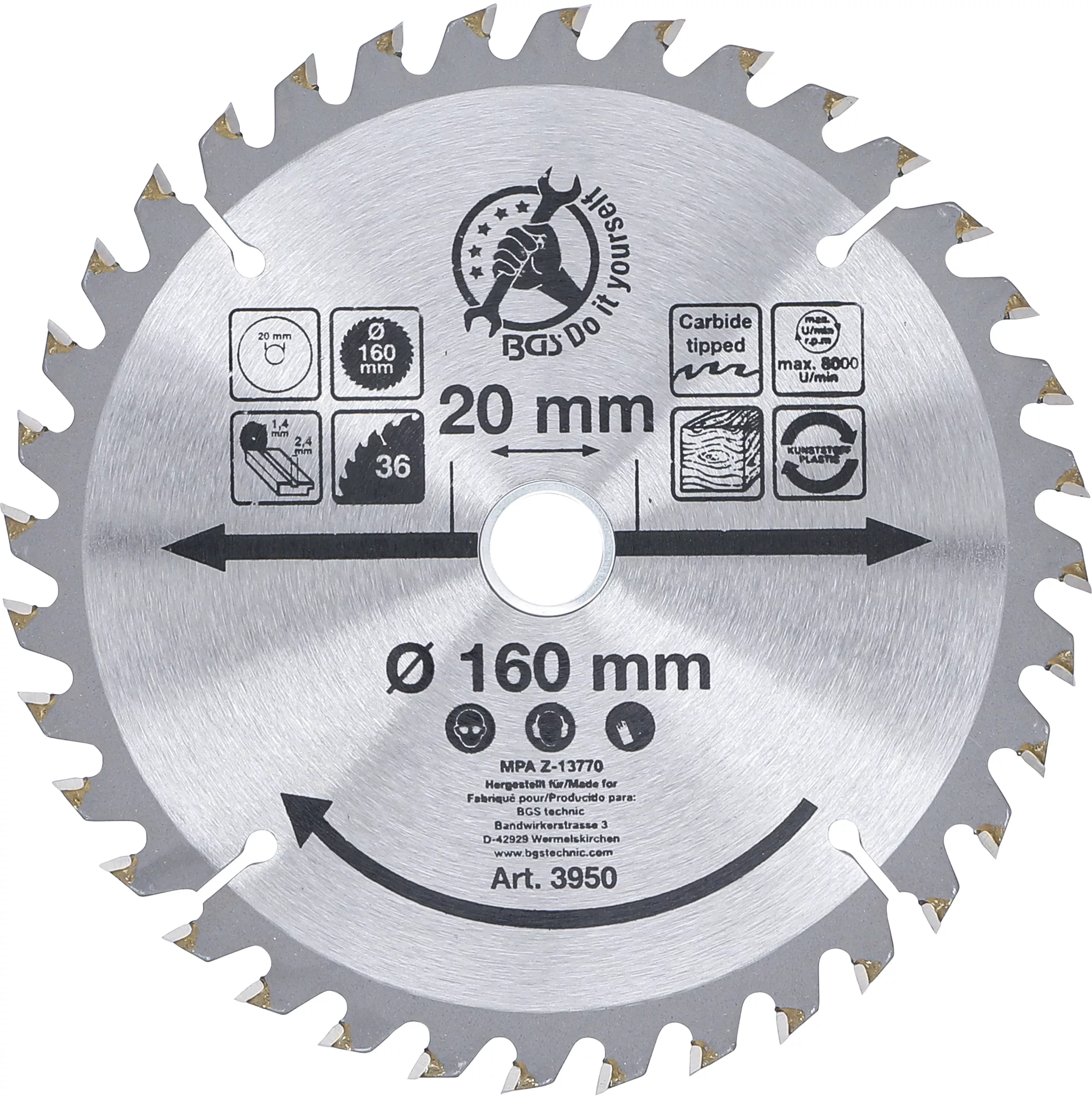 Disc fierastrau circular carburi metalice | o 160 x 20 x 2,4 mm | 36 dinti [1]