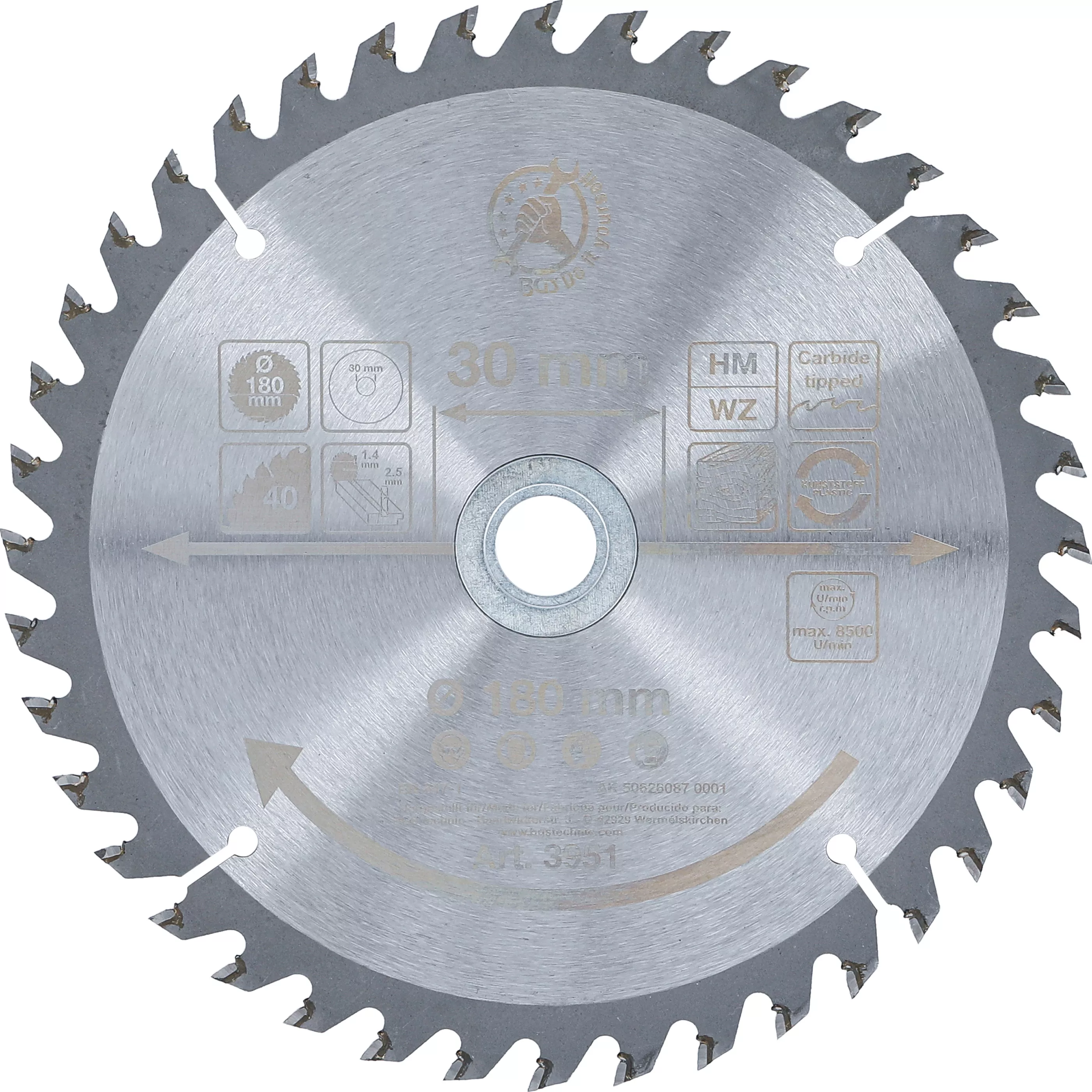Disc fierastrau circular carburi metalice | o 180 x 30 x 2,5 mm | 40 dinti [1]