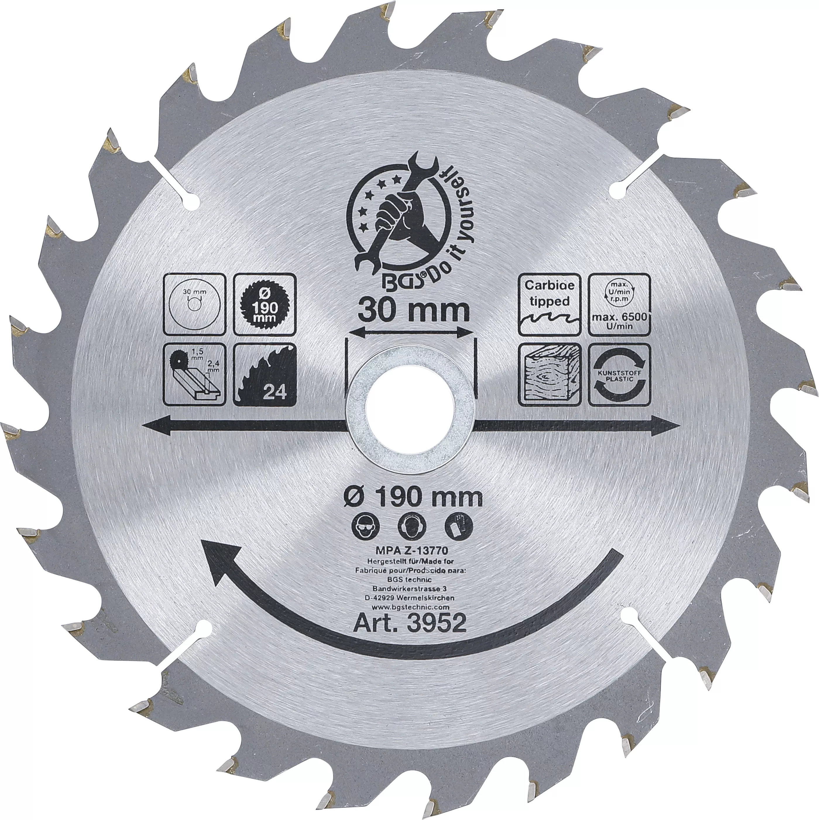 Disc fierastrau circular carburi metalice | o 190 x 30 x 2,5 mm | 24 dinti [1]