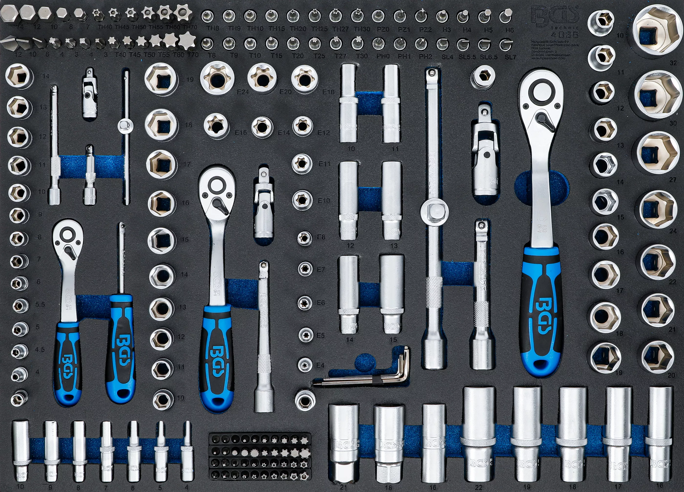 Cărucior atelier şi accesorii - Suport organizator pentru carucior 3/3: Set chei tubulare | 192 piese