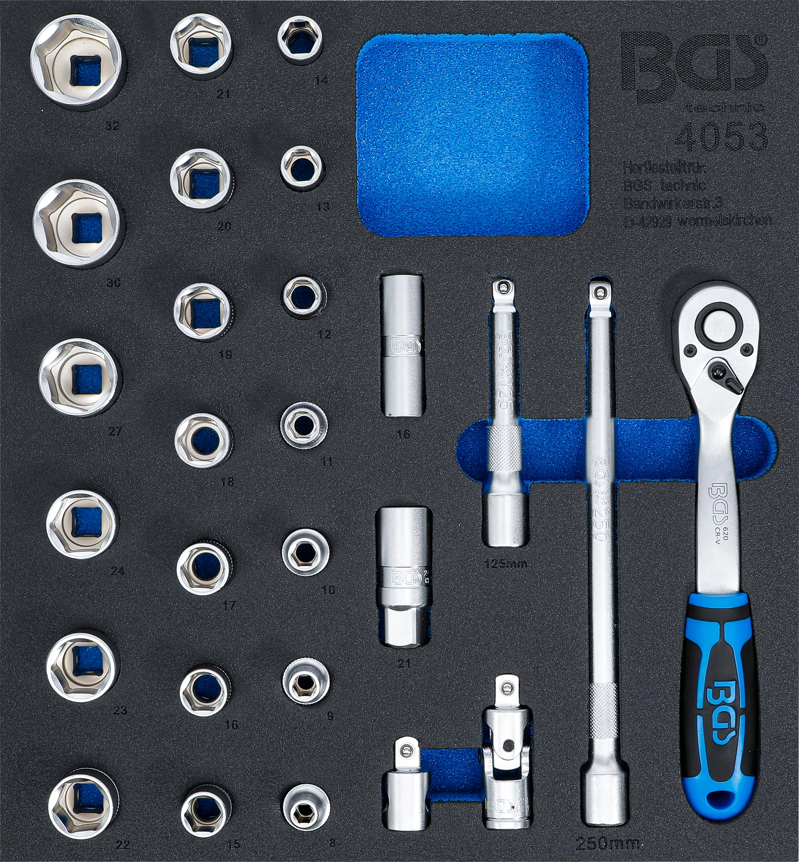 Cărucior atelier şi accesorii - Suport organizator pentru carucior 2/3: Set chei tubulare 12,5 mm (1/2") | 27 piese
