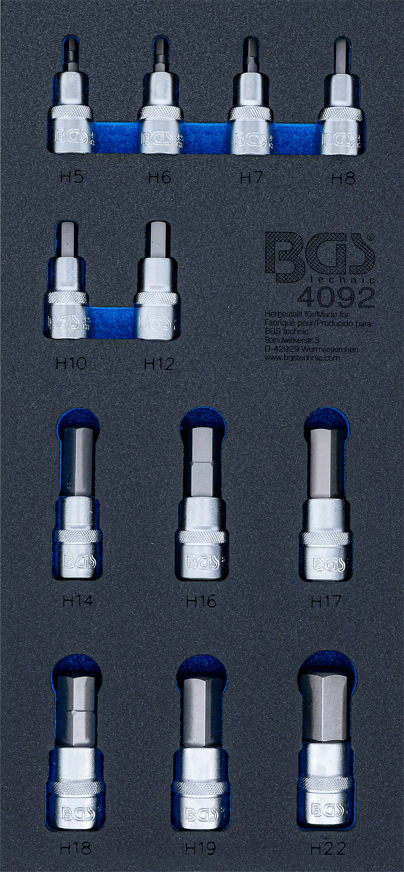 Cărucior atelier şi accesorii - Suport organizator pentru carucior 1/3: Set biti | hexagon interior | 12,5 mm (1/2") | 12 piese