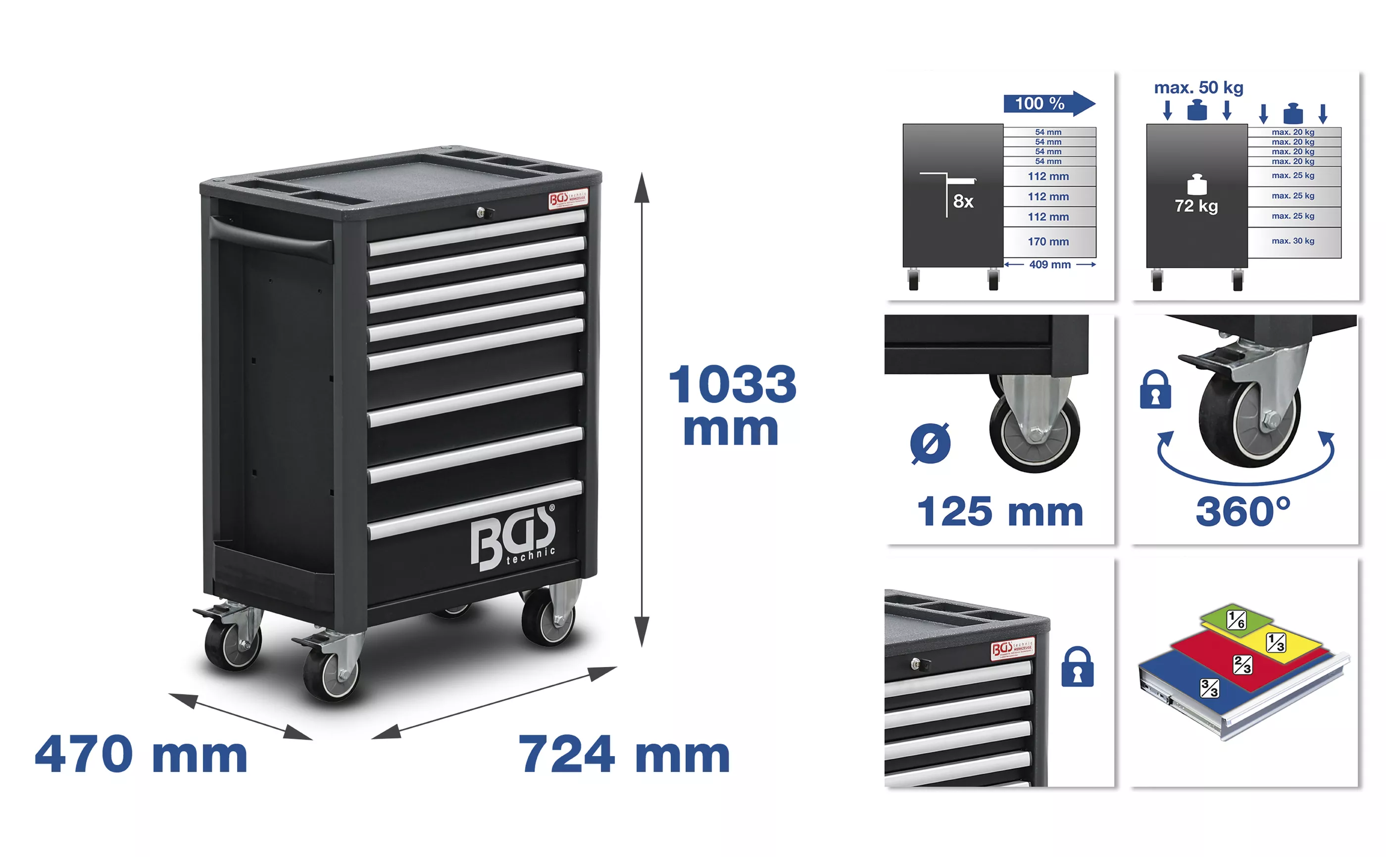 Carucior atelier Profi Exclusive | 8 sertare | cu 259 unelte [2]