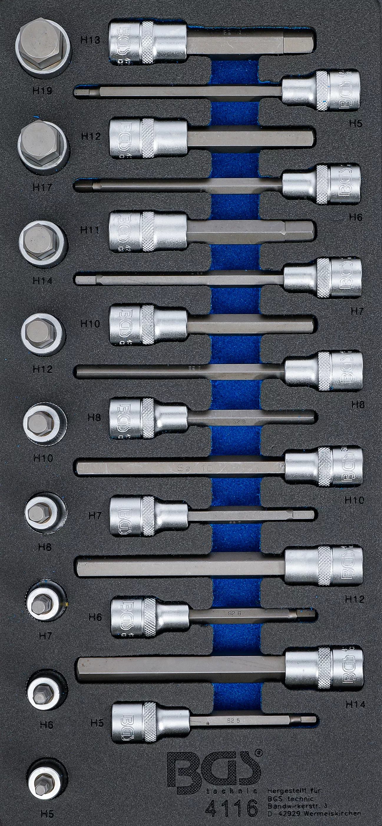 Cărucior atelier şi accesorii - Suport organizator pentru carucior 1/3: Set biti | 12,5 mm (1/2") | hexagon interior | 24 piese