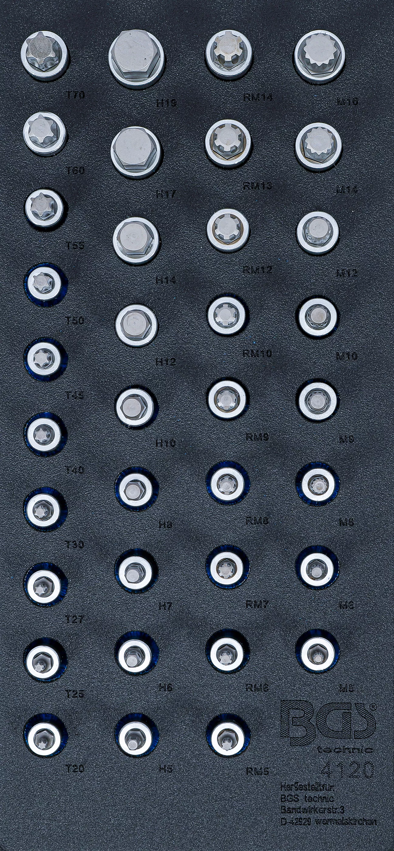 Cărucior atelier şi accesorii - Suport organizator pentru carucior 1/3: Set biti | 12,5 mm (1/2") | diferite profile | 36 piese