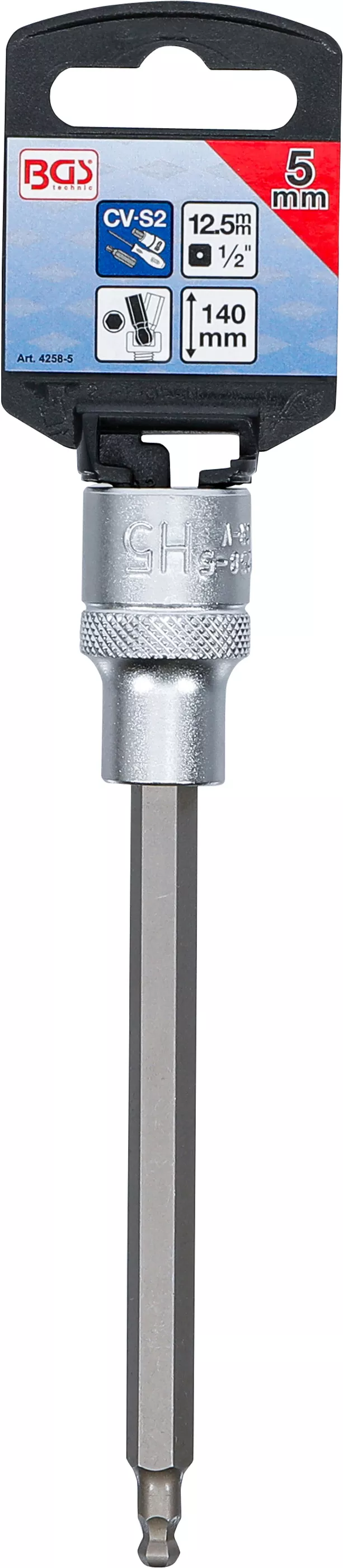 Bit | Lungime 140 mm | 12,5 mm (1/2") | hexagon interior cu cap sferic 5 mm [2]