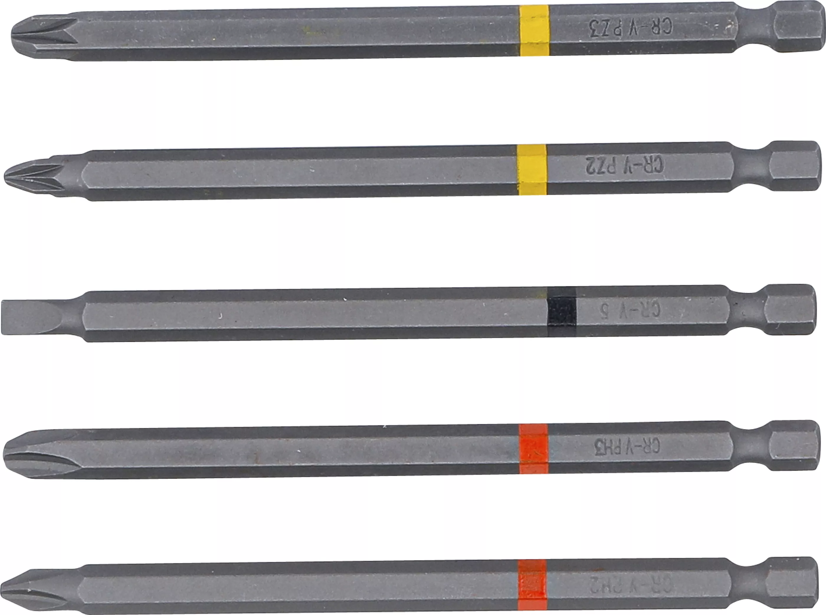 Set biti | Antrenare hexagon exterior 6,3 mm (1/4") | Cap cruce PH, Cap cruce PZ, lama dreapta | Lungime 110 mm | 5 piese [4]