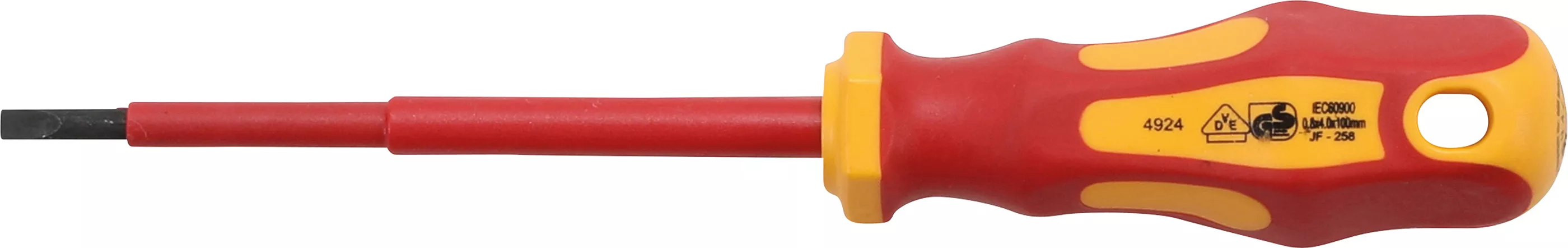 Scule pentru tensiune înaltă / Scule izolate - surubelnita VDE | lama dreapta 4 mm | Lungime lama 100 mm