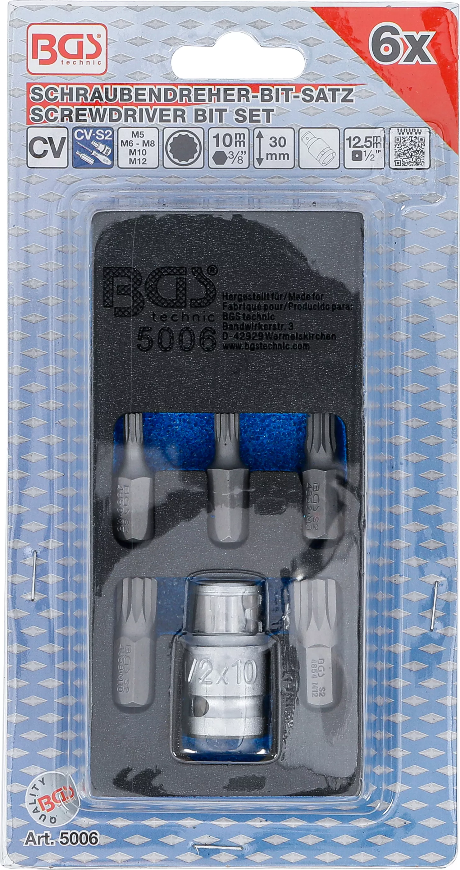 Set biti surubelnita | Antrenare 6 colturi exterior 10 mm (3/8") | Dantura interioara multipla (pentru XZN) | 6 piese [3]