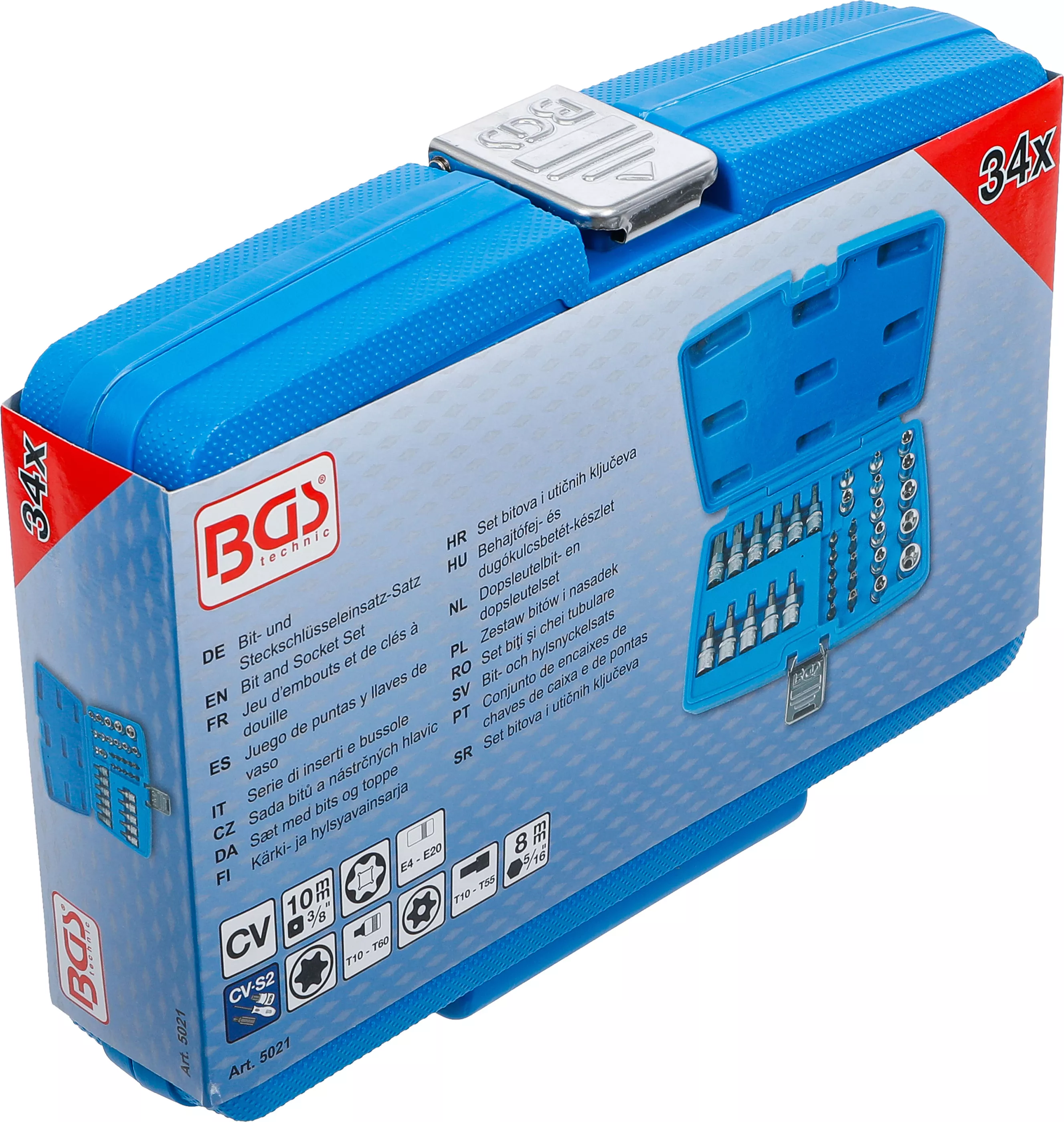 Set biti si chei tubulare | 10 mm (3/8") | Profil T (pentru Torx) | 34 piese [6]
