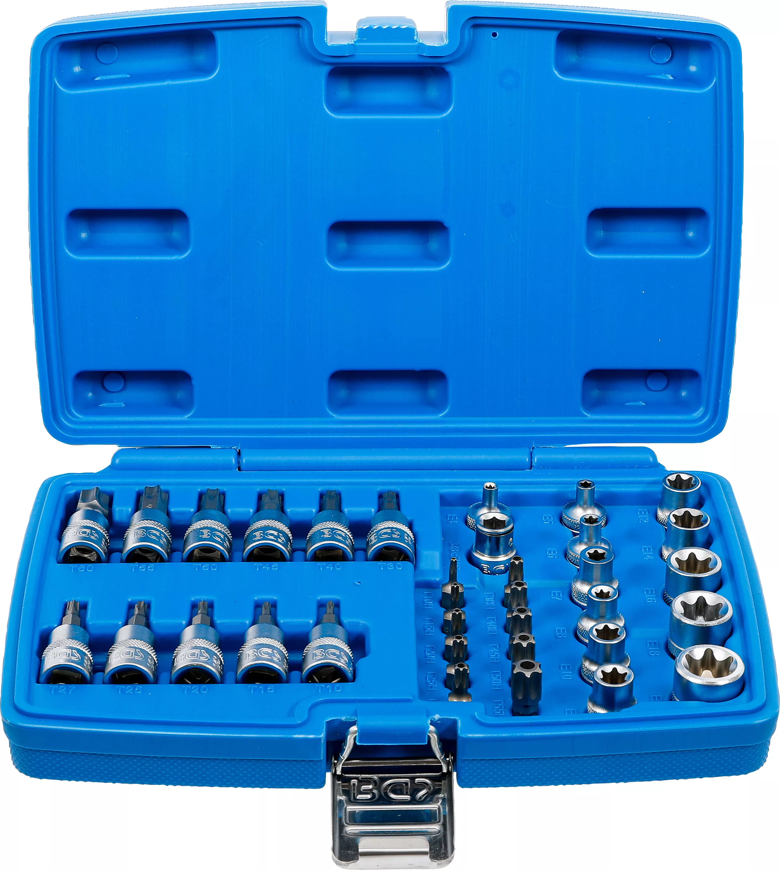 Bituri - Set biti si chei tubulare | 10 mm (3/8") | Profil T (pentru Torx) | 34 piese