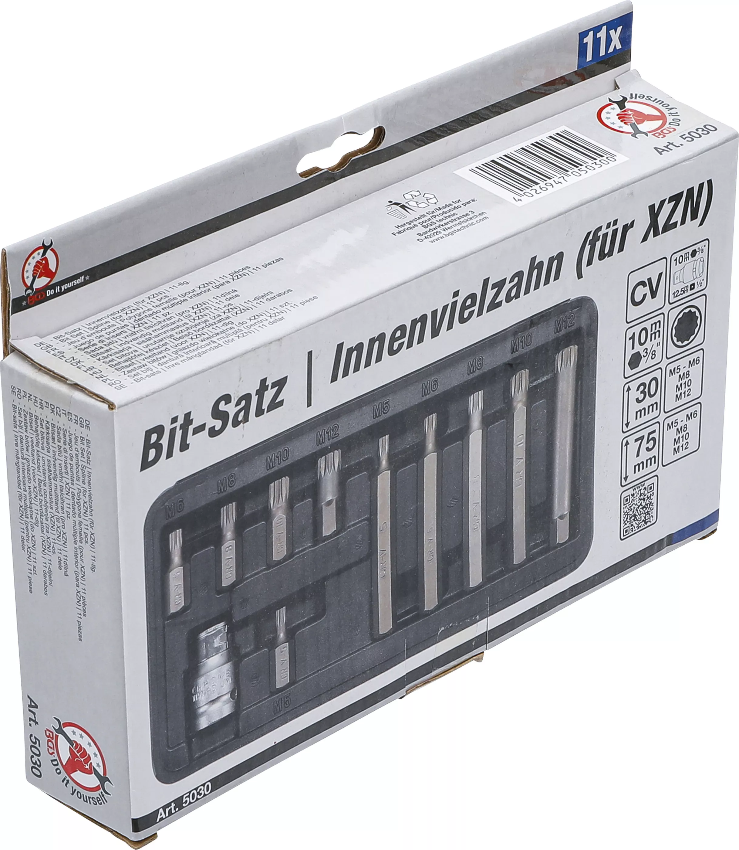 Set biti | Antrenare hexagon exterior 10 mm (3/8") | dantura interioara multipla (pentru XZN) | 11 piese [6]