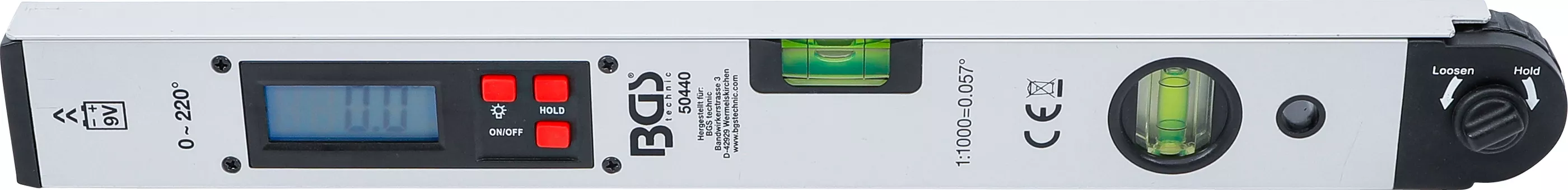 Nivela cu goniometru digital cu LCD | 450 mm [3]