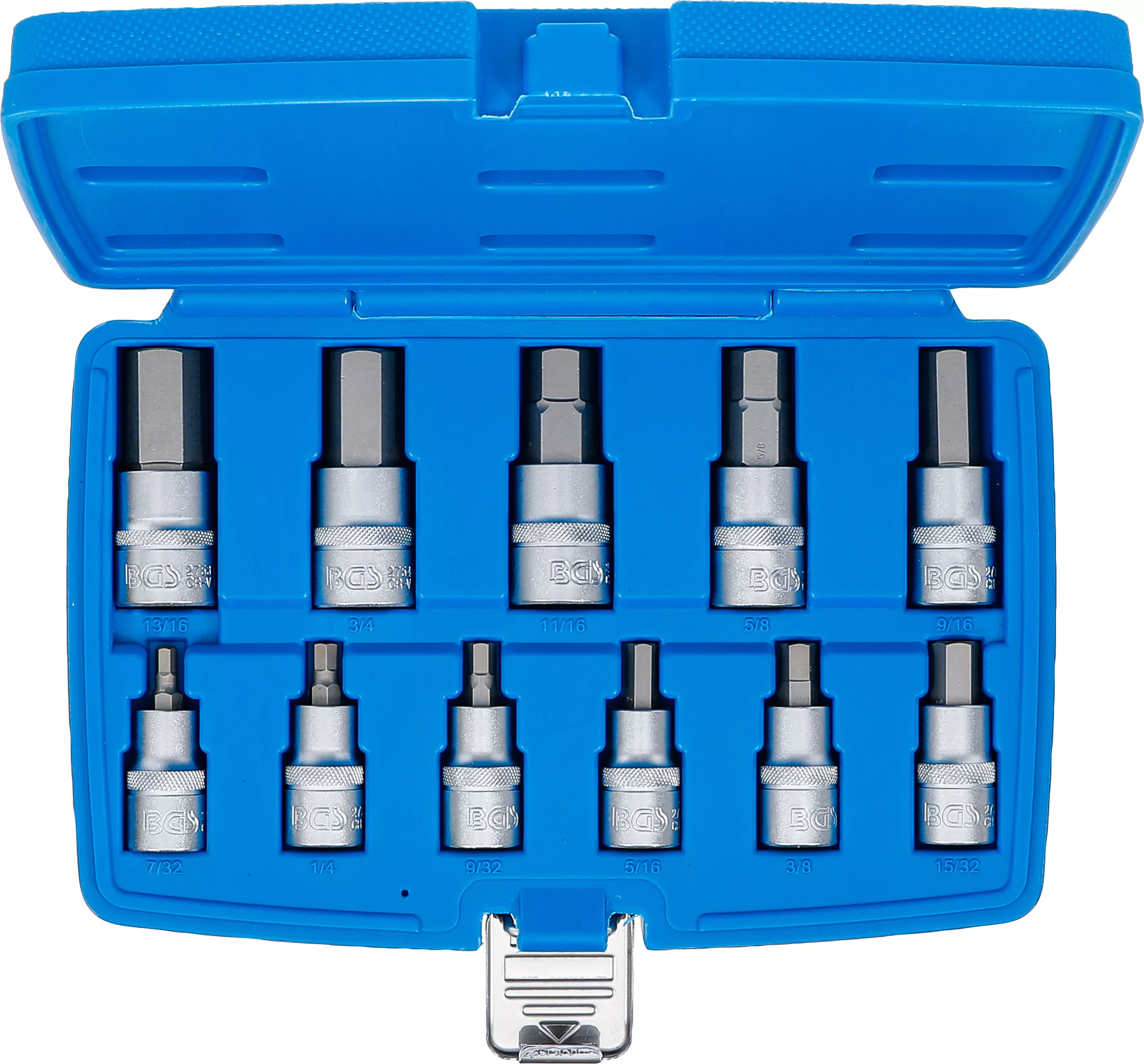 Set biti | 12,5 mm (1/2") | hexagon interior 7/32 - 13/16" | Marimi in toli | 11 piese [4]