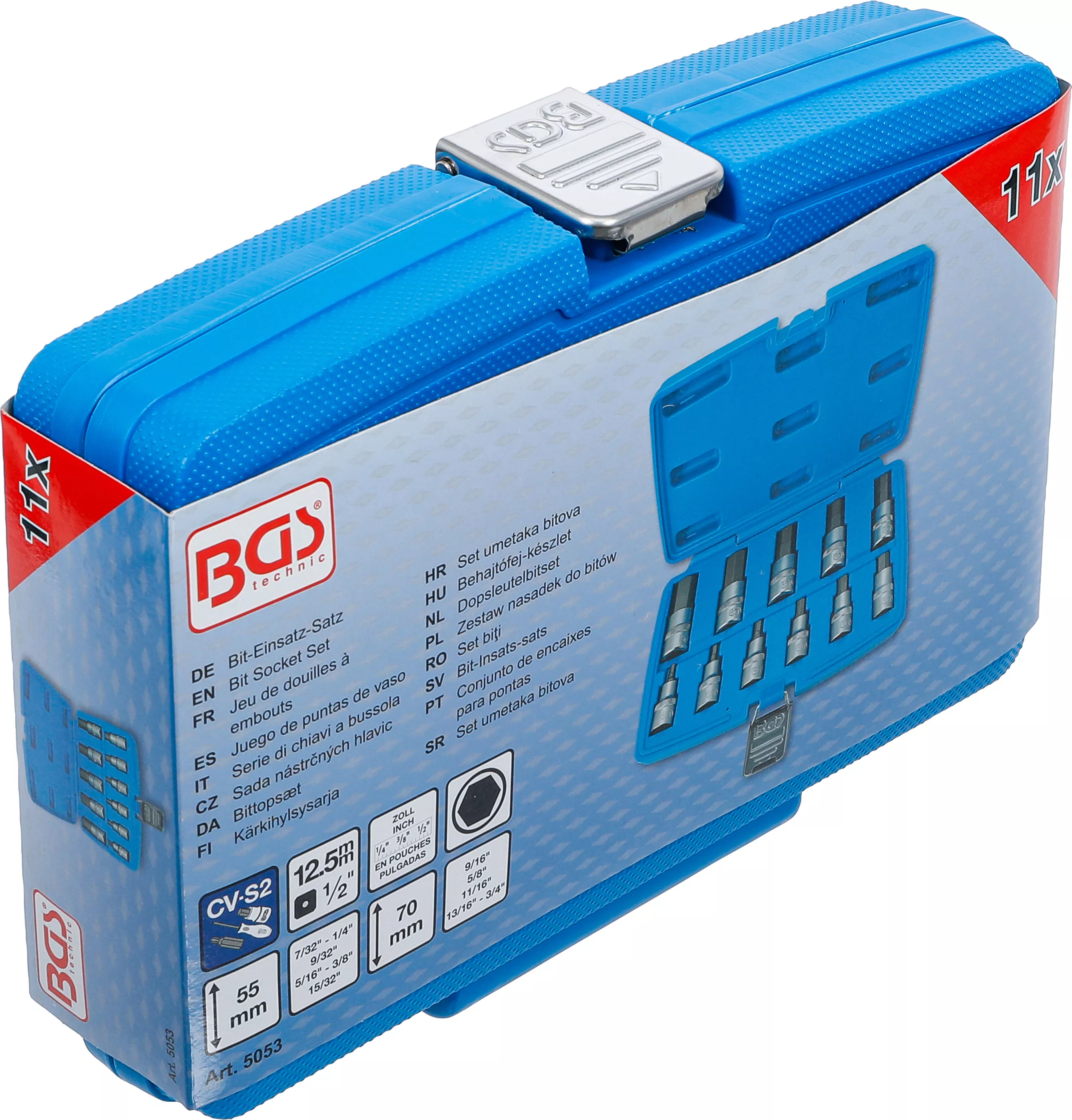 Set biti | 12,5 mm (1/2") | hexagon interior 7/32 - 13/16" | Marimi in toli | 11 piese [6]