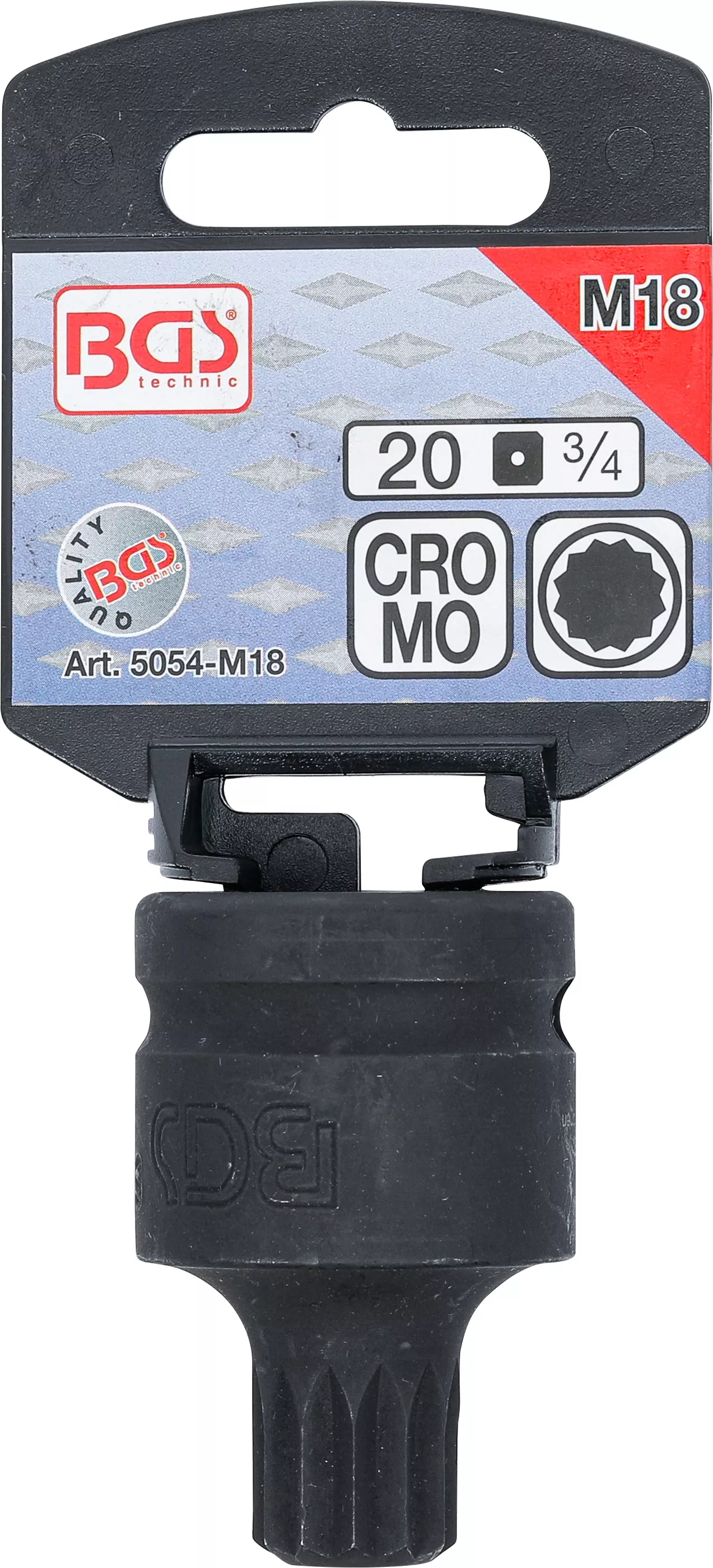 Cap bit de impact | Lungime 55 mm | 20 mm (3/4") | Dantura interioara multipla (pentru XZN) M18 [2]