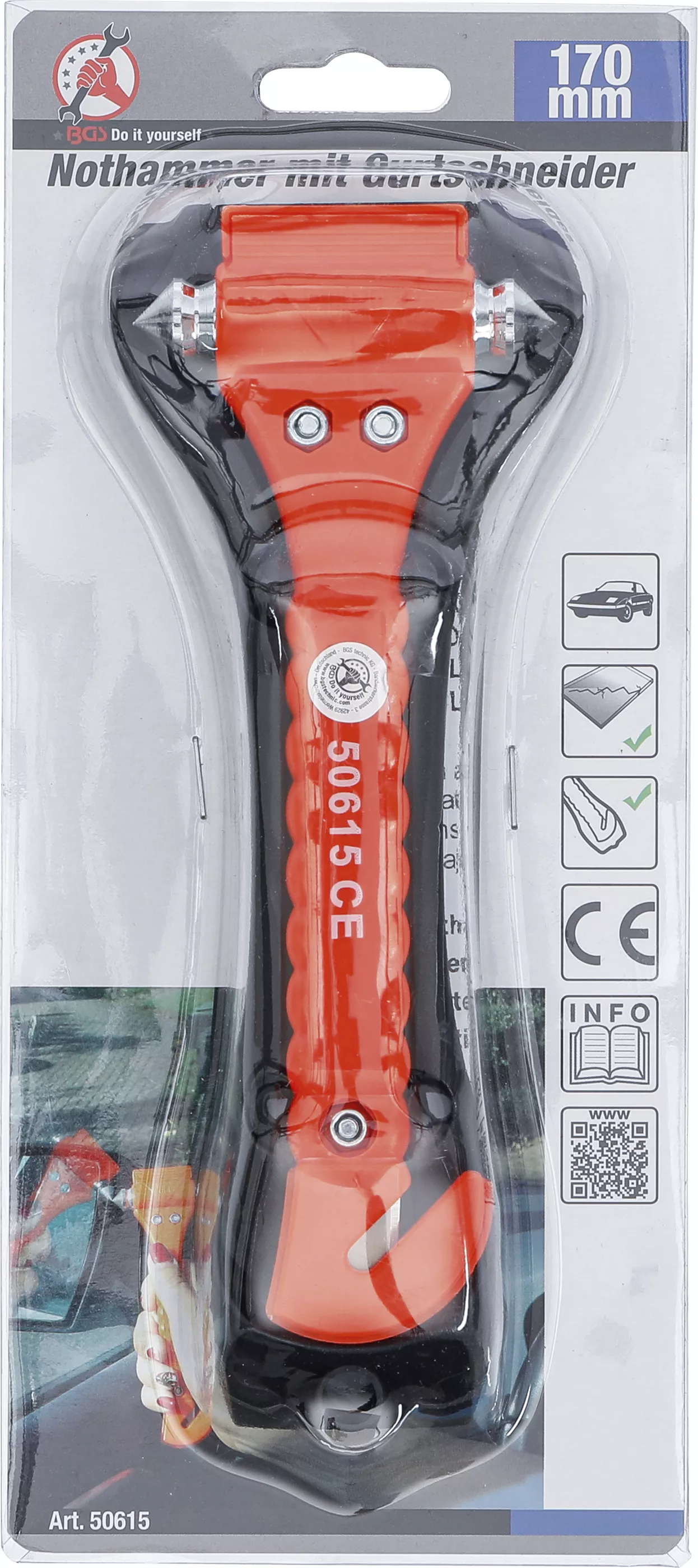 Ciocan de urgenta cu taietor de chinga | 170 mm [9]
