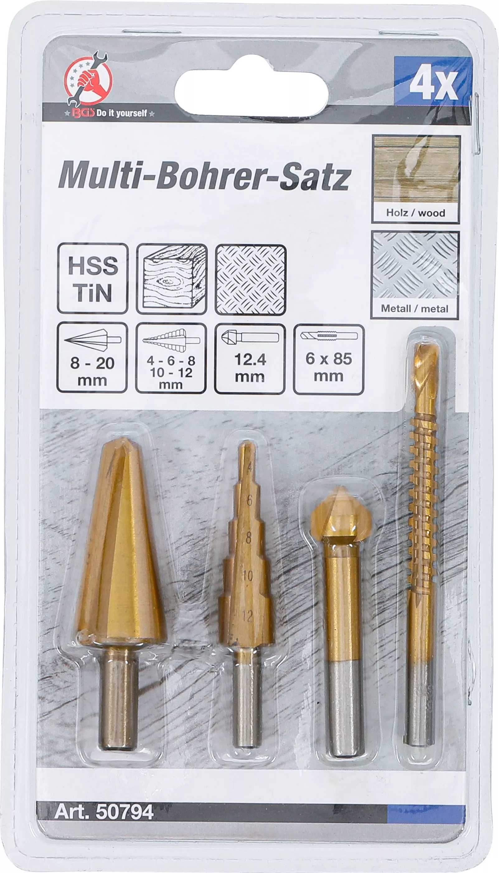 Set burghie multiple | HSS-G | titan nitrurat | 4 piese [4]