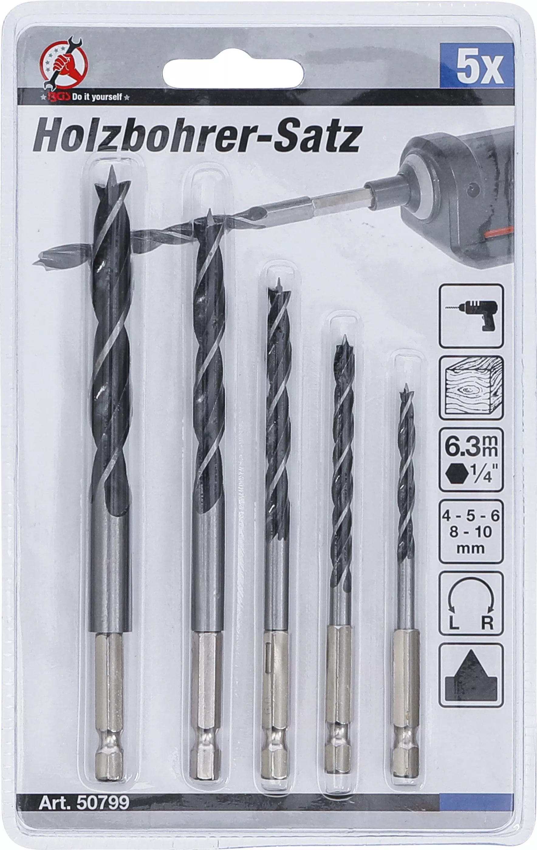 Set burghie pentru lemn | 4 - 10 mm | Hexagon | 5 piese [3]