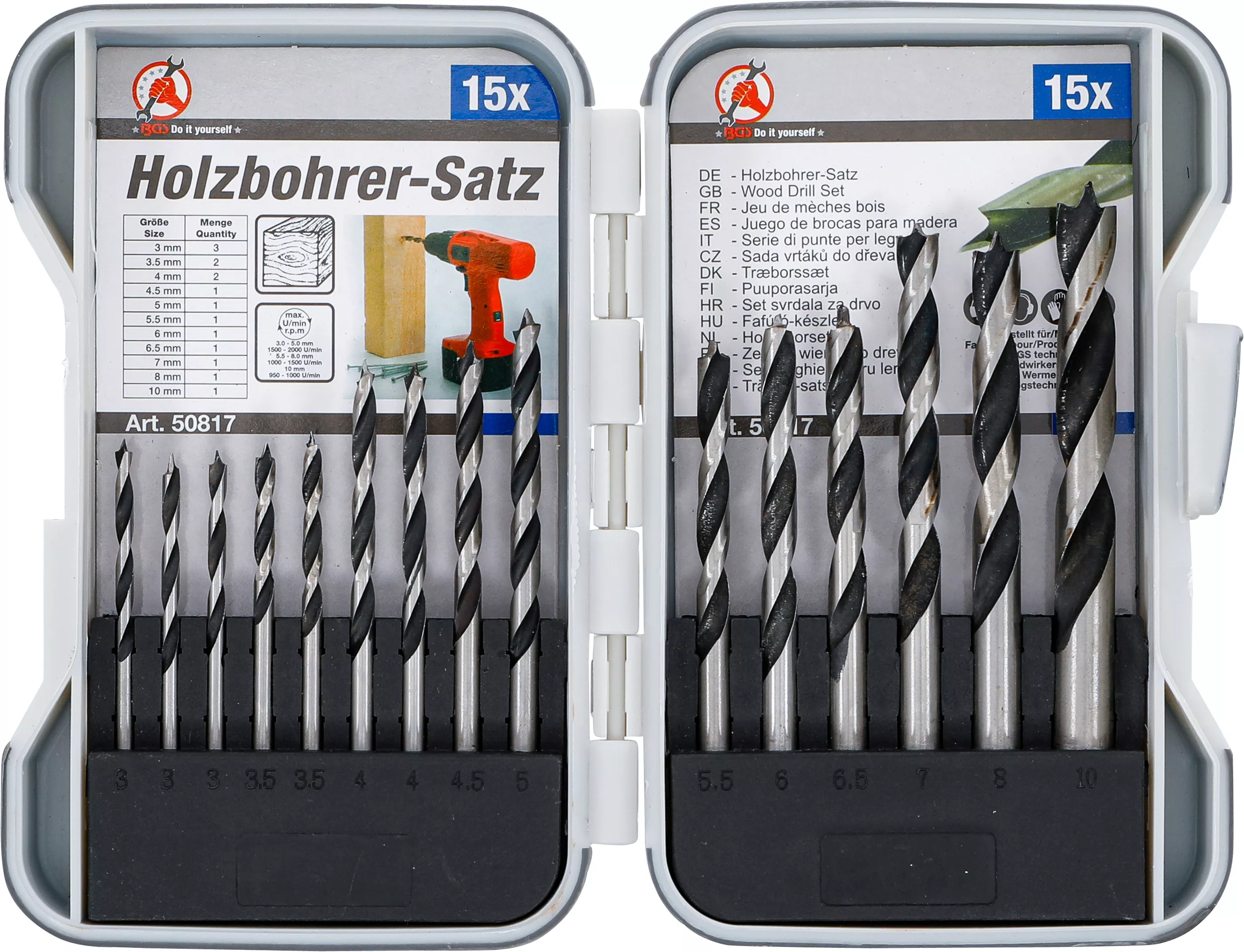 Set burghie pentru lemn | 3 - 10 mm | 15 piese [1]