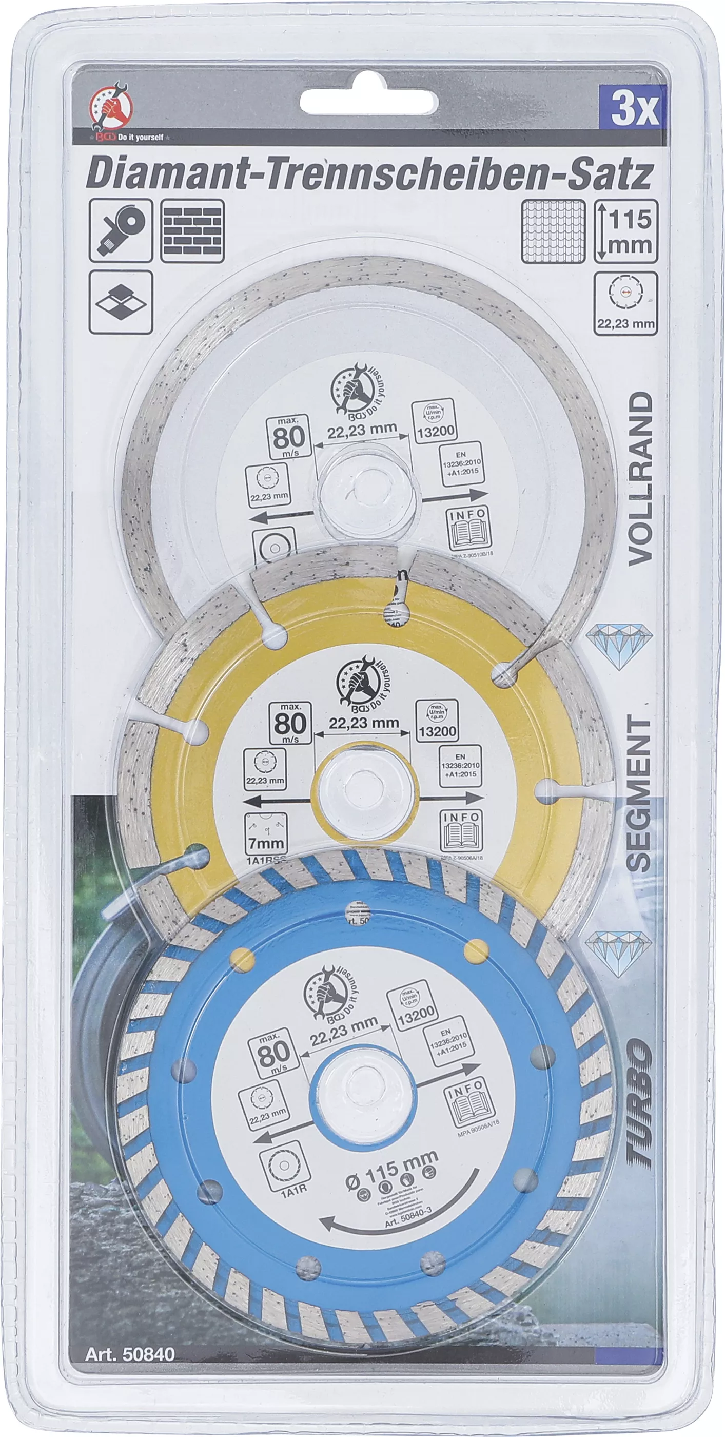 Set discuri de taiere diamantate | Gauri-o 20 mm | o 115 mm | 3 piese [3]