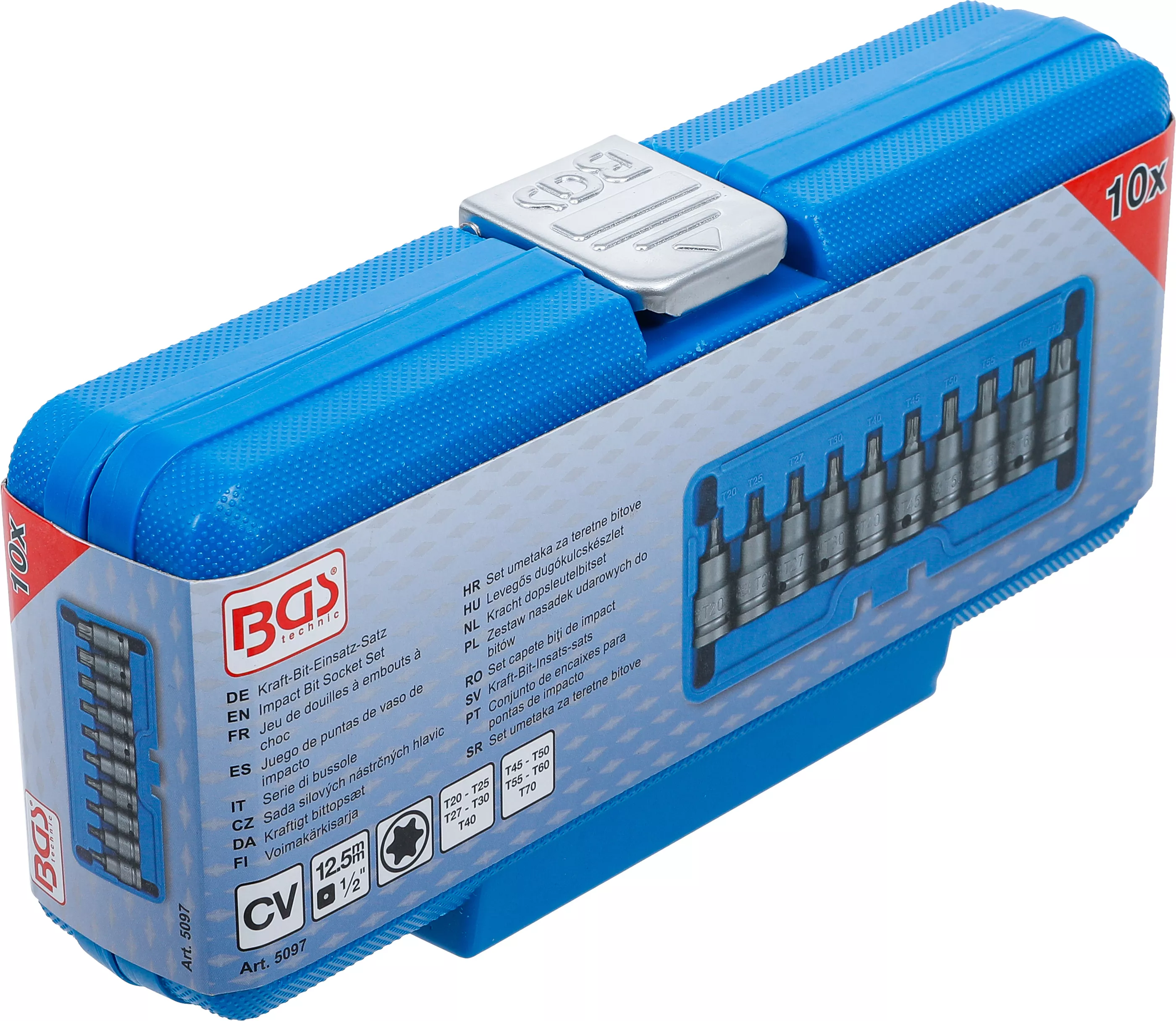 Set capete biti de impact | 12,5 mm (1/2") | Profil T (pentru Torx) T20 - T70 | 10 piese [6]