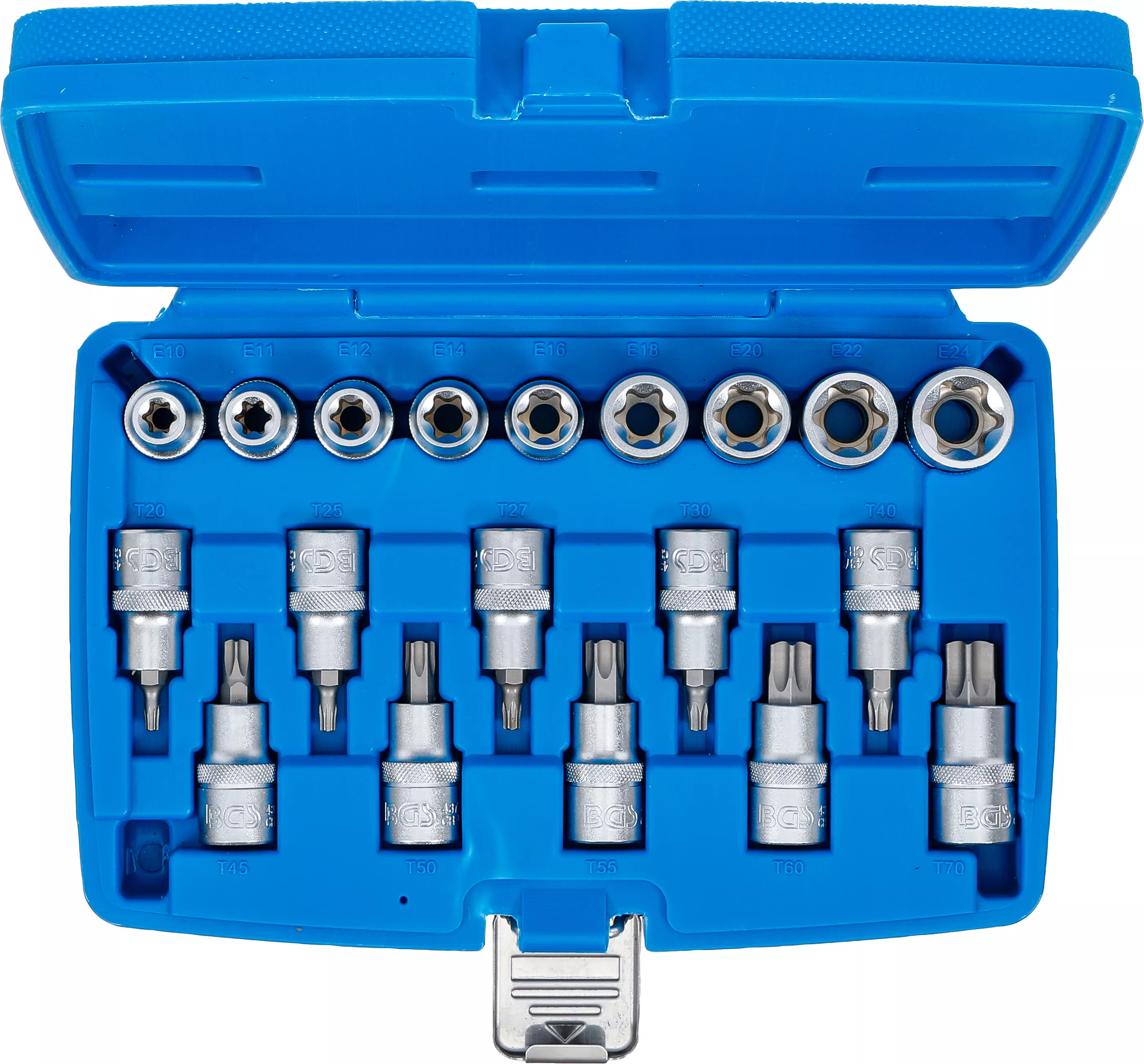 Set biti/chei tubulare | 12,5 mm (1/2") | Profil E / Profil T (pentru Torx) | 19 piese [4]