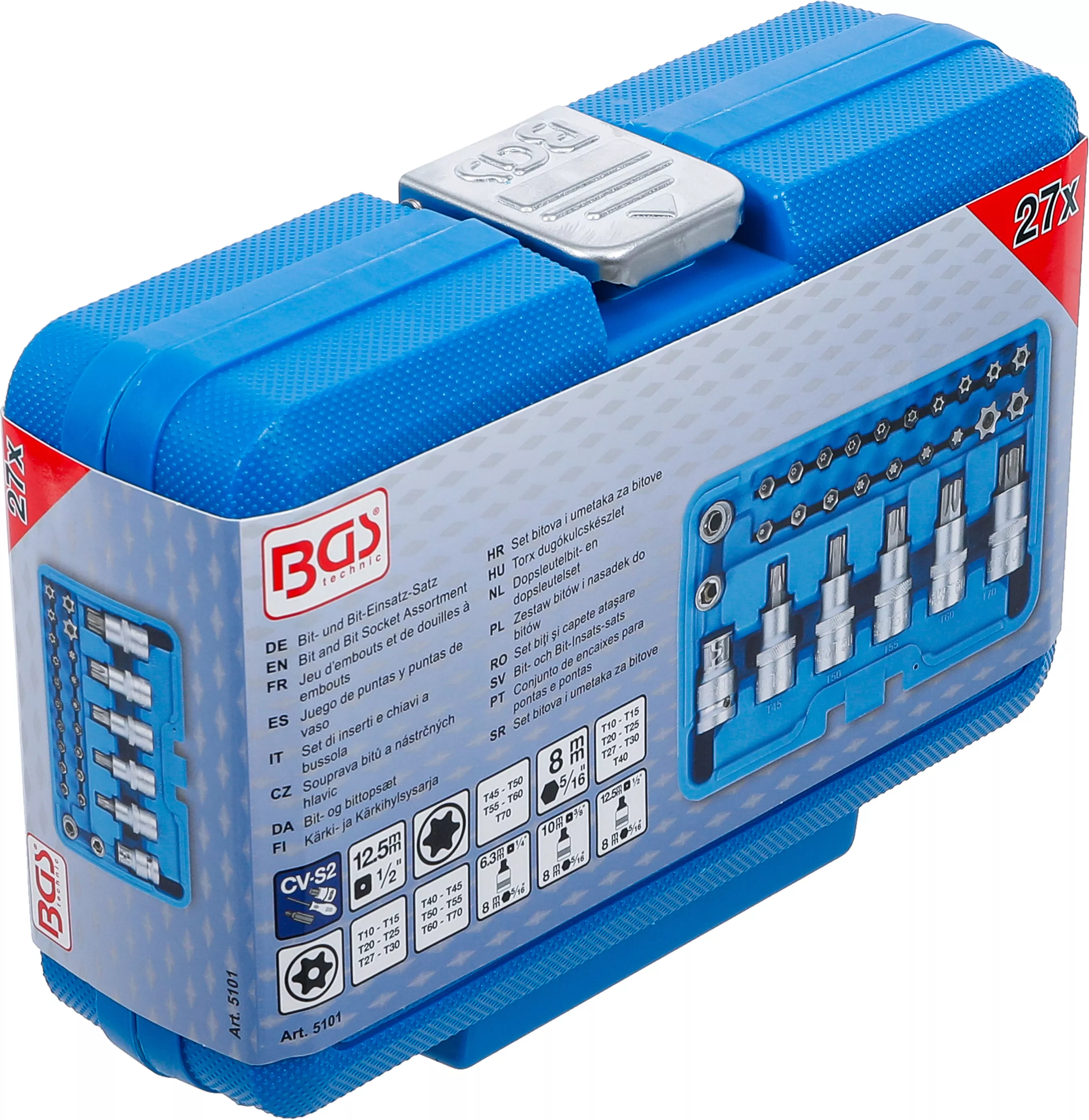 Set biti si capete atasare | 12,5 mm (1/2") | Profil T (pentru Torx) | 27 piese [6]