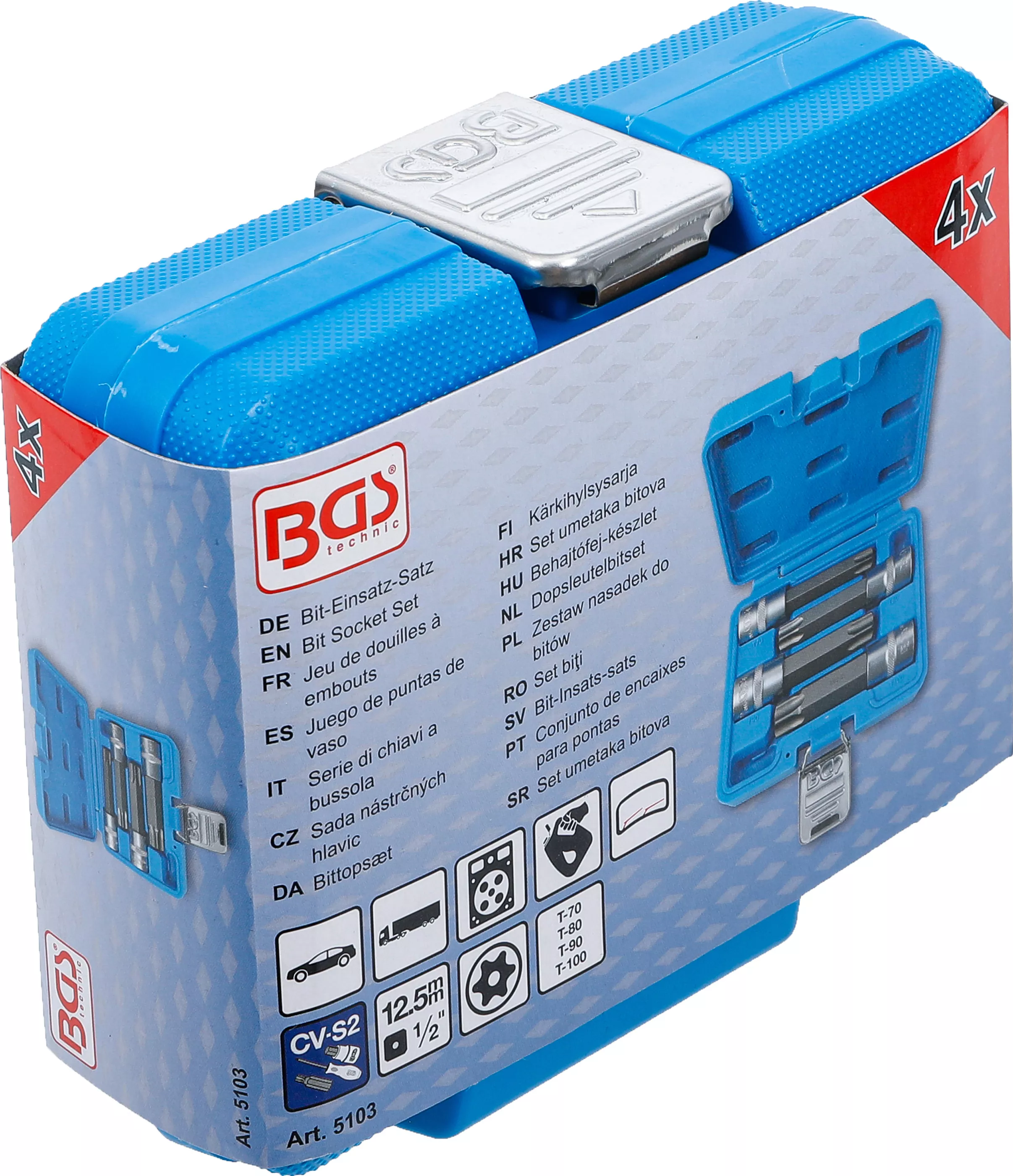 Set biti | 12,5 mm (1/2") | Profil T (pentru Torx) cu gaura | 4 piese [6]