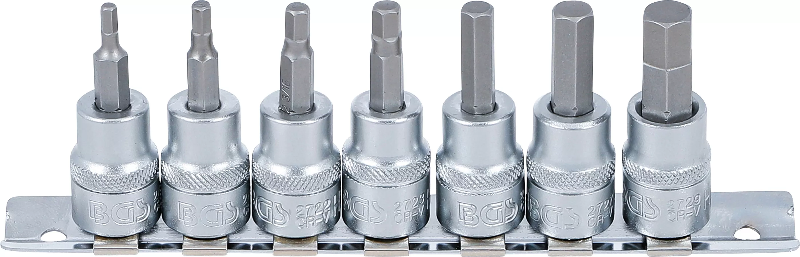 Bituri - Set biti | 10 mm (3/8") | hexagon interior 1/8 - 3/8" | Marimi in toli | 7 piese