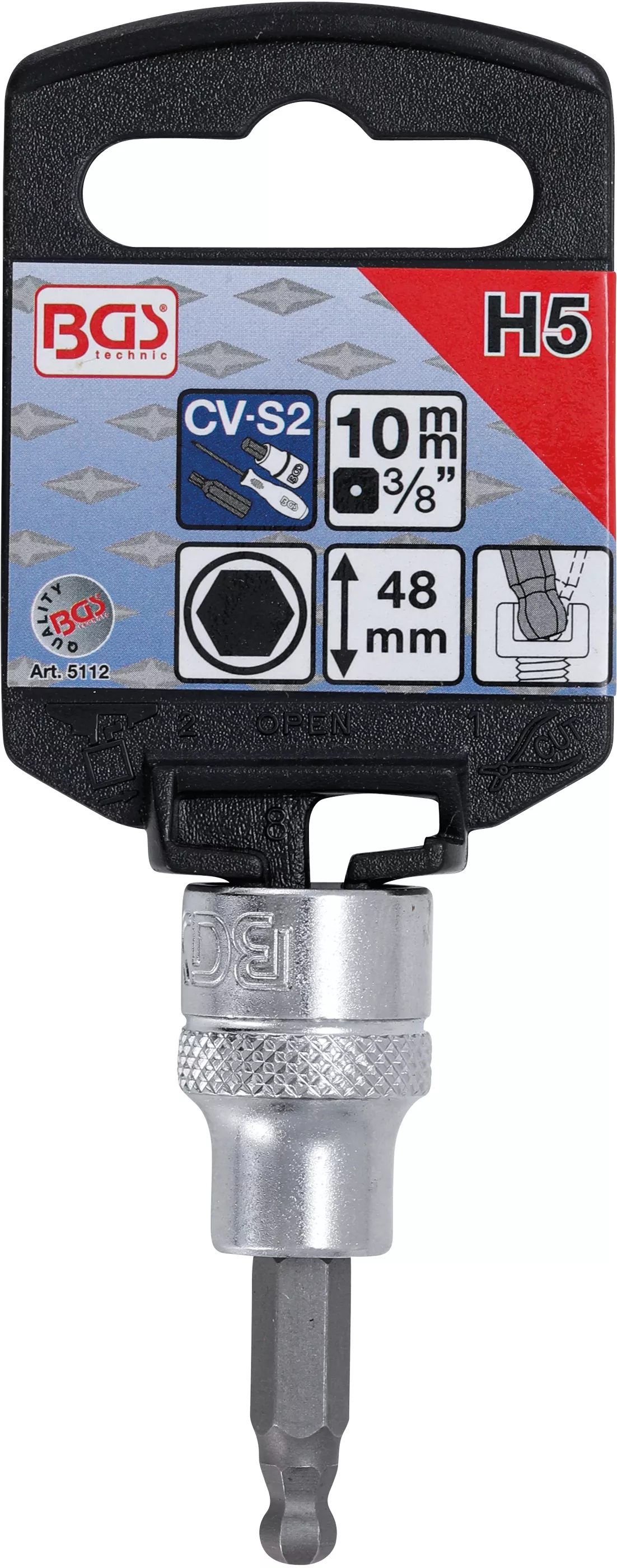 Bit | 10 mm (3/8") | hexagon interior cu cap sferic 5 mm [2]