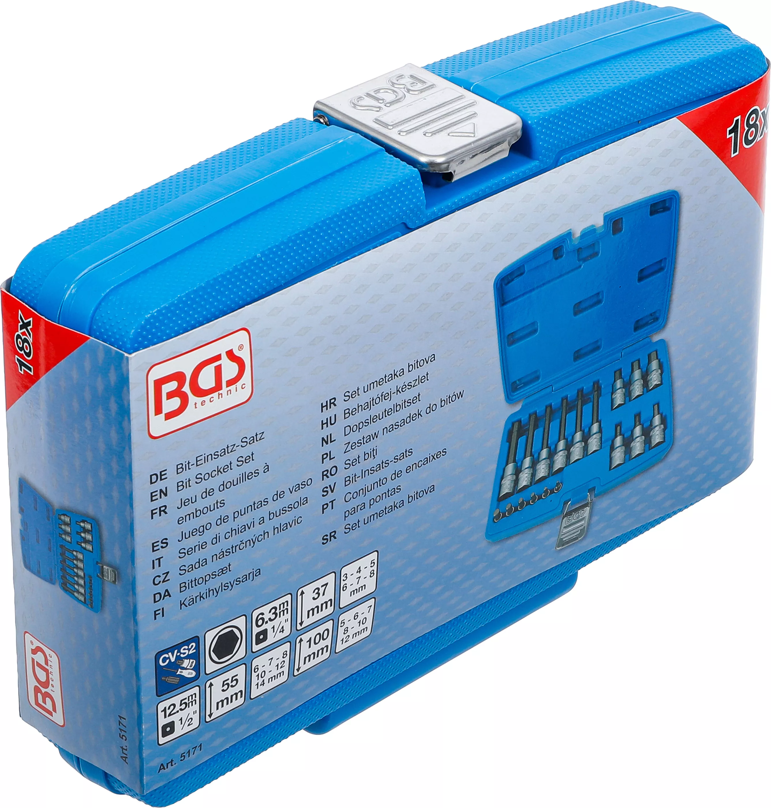 Set biti | 6,3 mm (1/4") / 12,5 mm (1/2") | hexagon interior | 18 piese [6]