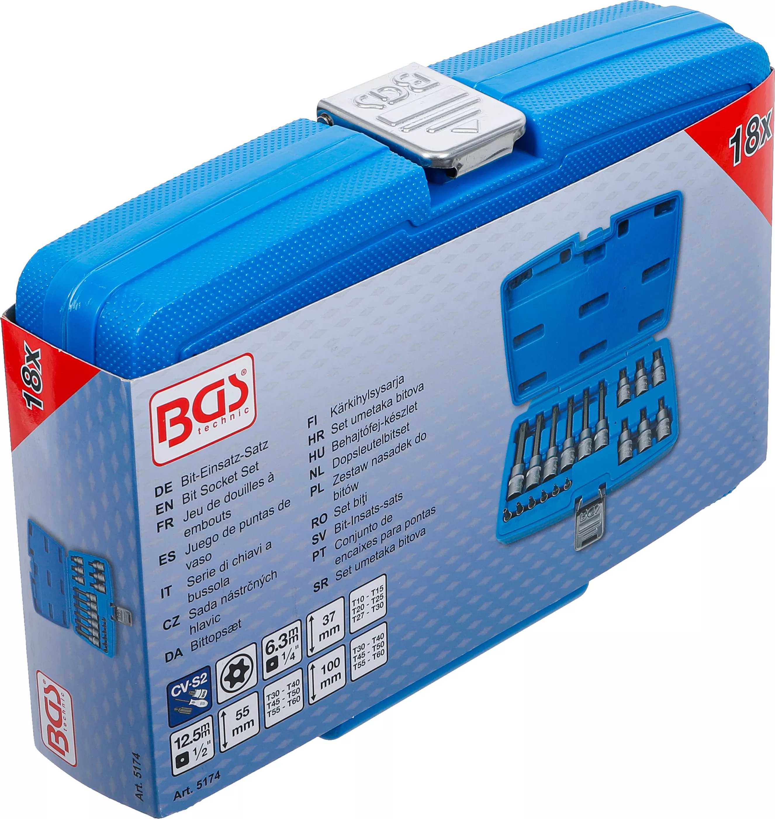 Set biti | 6,3 mm (1/4") / 12,5 mm (1/2") | Profil T (pentru Torx) cu gaura | 18 piese [6]