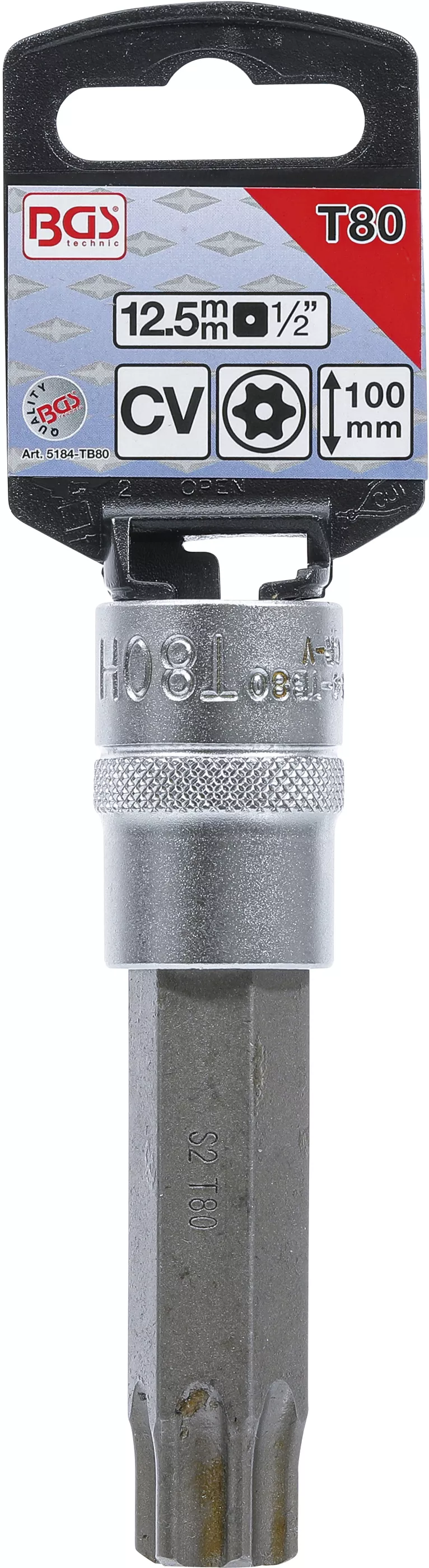 Bit | Lungime 100 mm | 12,5 mm (1/2") | Profil T (pentru Torx) cu gaura T80 [2]