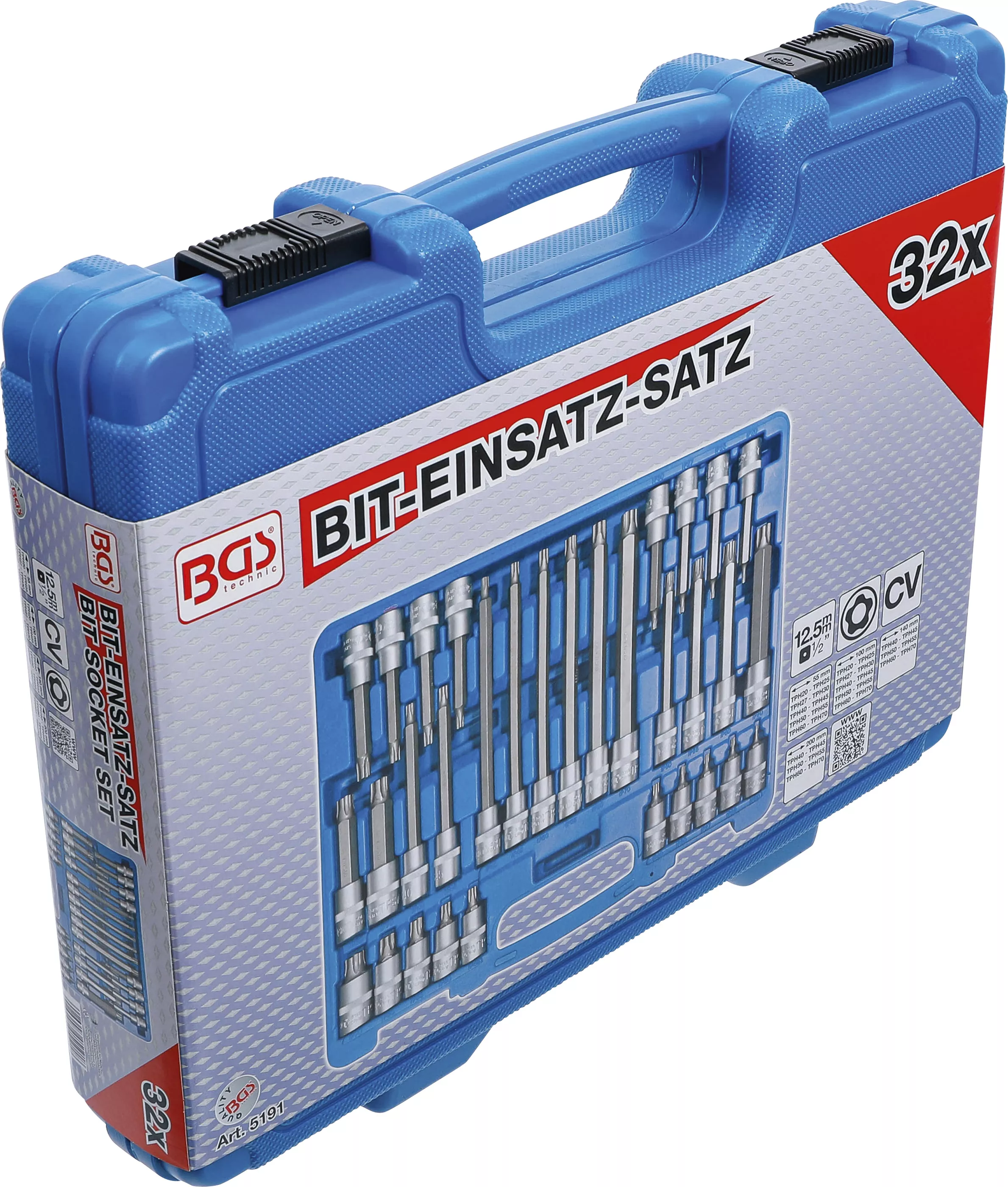 Set biti | Antrenare 12,5 mm (1/2") | Profil TPS (pentru Torx Plus) cu gaura TPS20 - TPS70 | 32 piese [6]