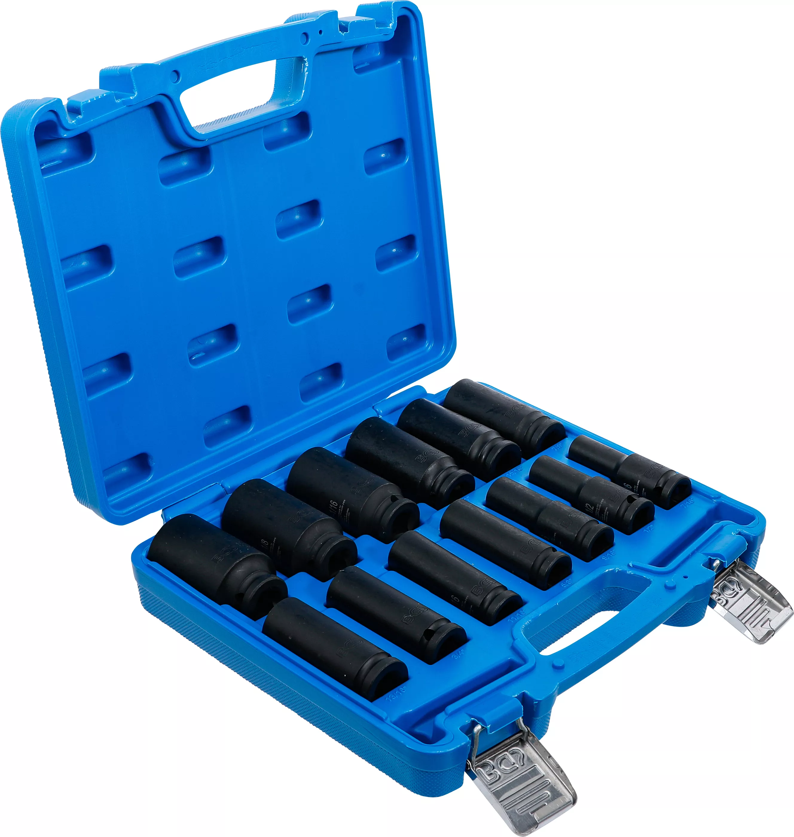 Set chei tubulare de impact cu protectie 6 colturi, adanc | 12,5 mm (1/2") | Marimi in toli | 13 piese [2]