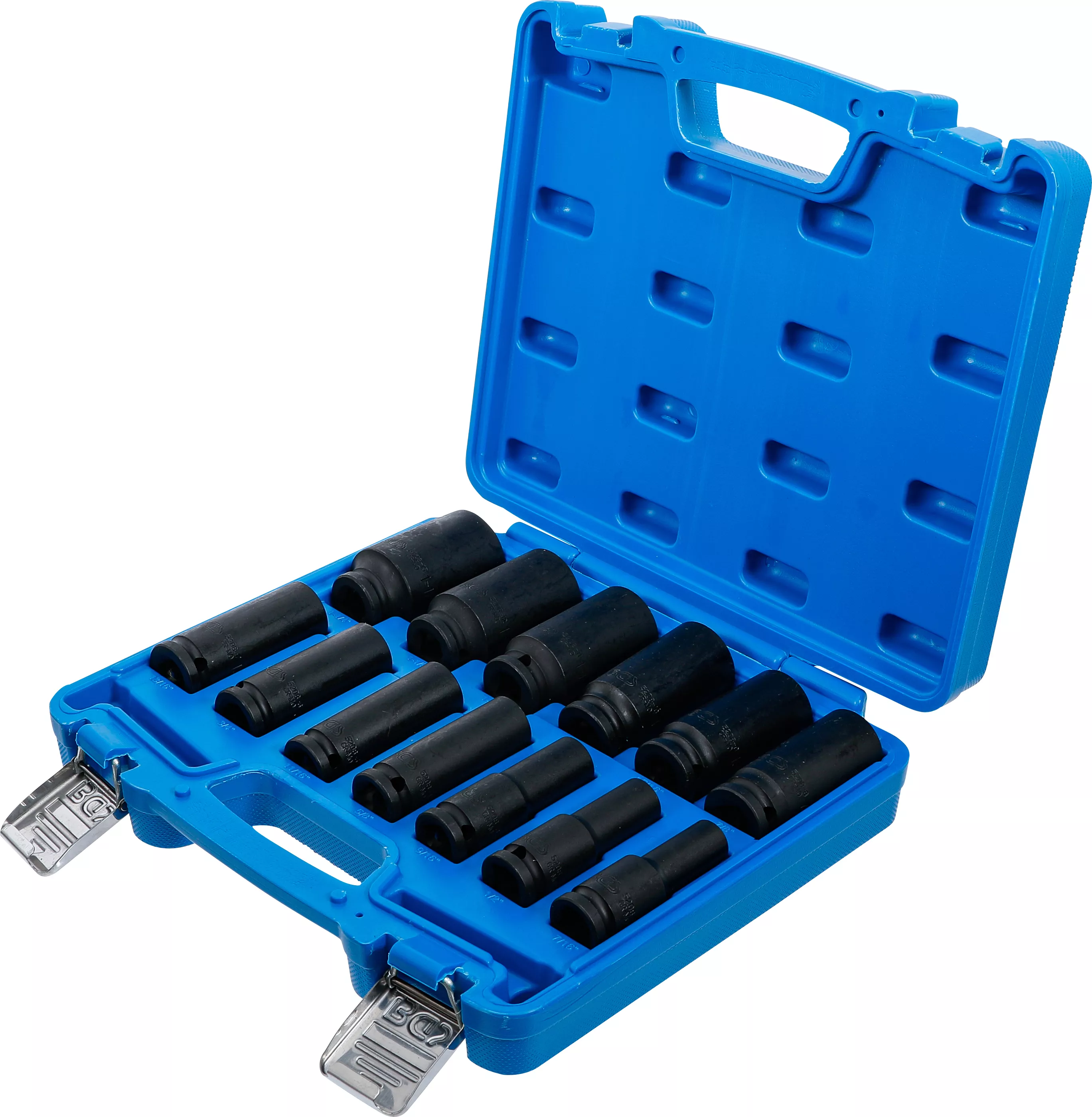 Set chei tubulare de impact cu protectie 6 colturi, adanc | 12,5 mm (1/2") | Marimi in toli | 13 piese [3]